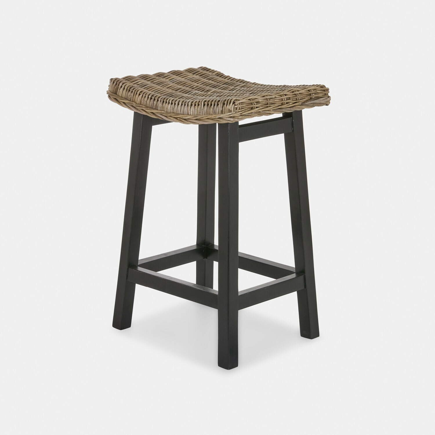 bruin/zwart Arovian kruk van bruin riet met zwart frame, geschikt voor binnen en bar