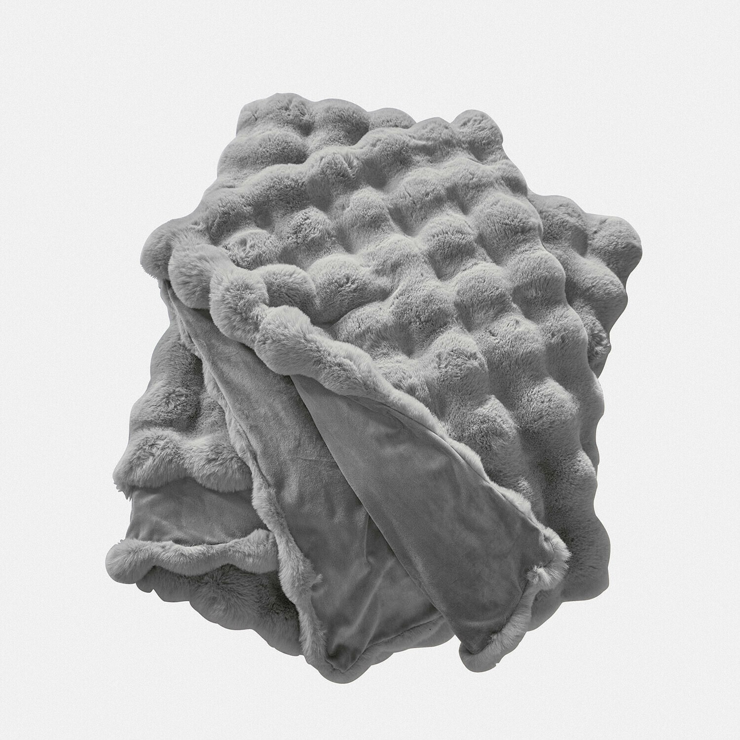 Plaid Zalina Zachte grijze deken met bontpatroon en fluwelen achterkant, perfect voor een gezellige sfeer