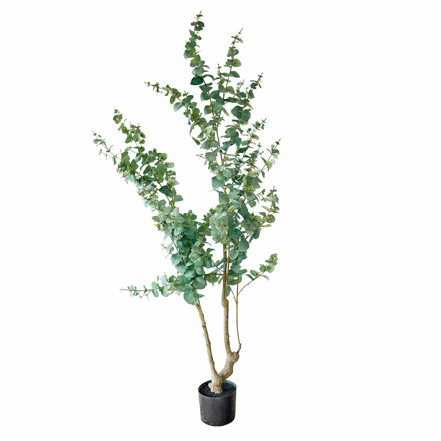 Decoratieve potplant Dorevi Kunstmatige eucalyptusboom in zwarte pot met groene bladeren voor interieurdecoratie