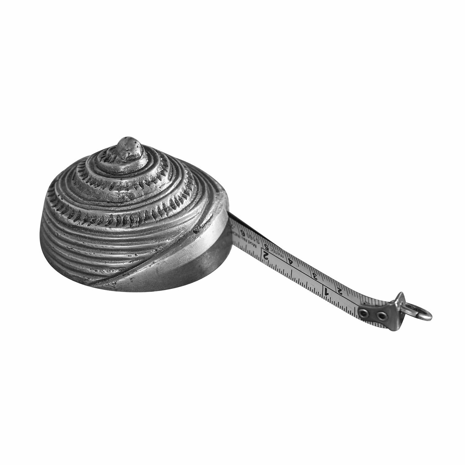 Meetlint Ovixel Metalen meetlint met ronde zilveren behuizing en spiraalvormig patroon