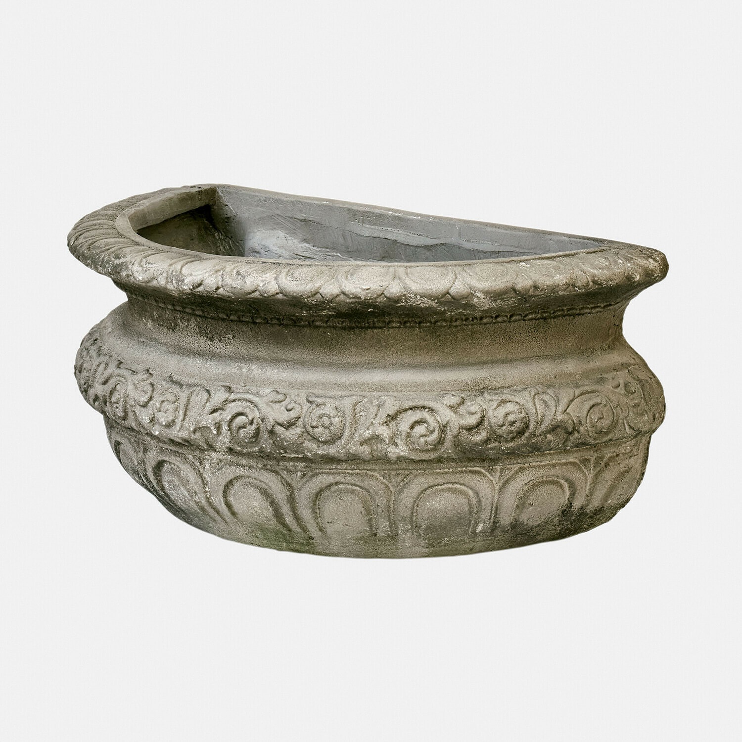 Sierpot Lendoria Sierlijke grijze betonnen wandbloempot met klassiek patroon voor tuin en terras