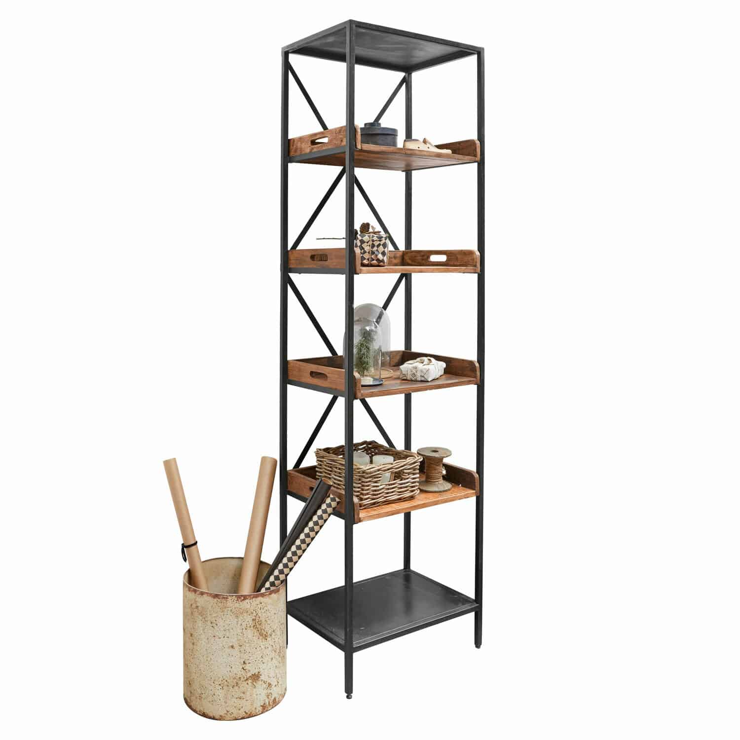 Wooden Rek Houten rekken of ijzeren stellingen in antieke look|LOBERON
