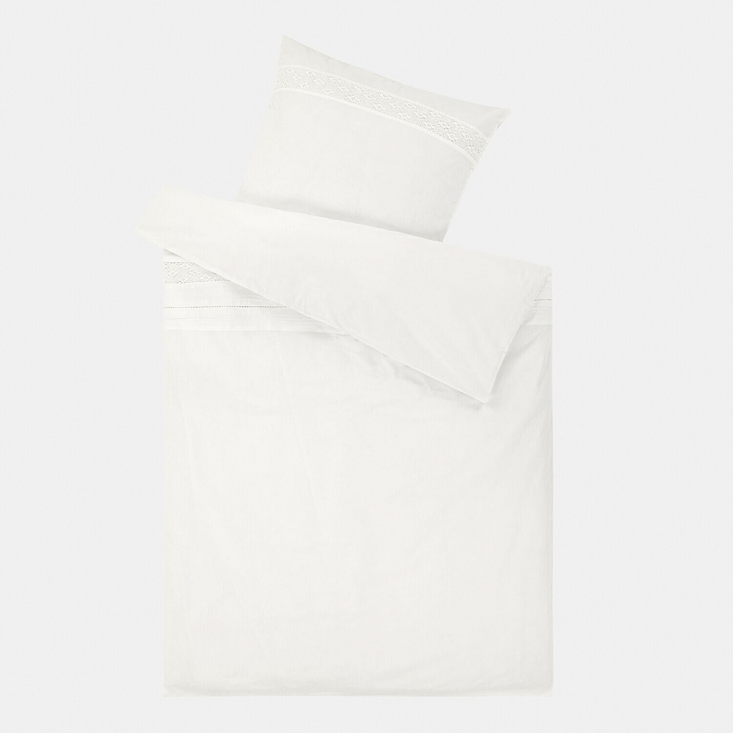 Beddengoed Isolineas Witte katoenen beddengoed met fijne kant, zacht en geschikt voor een stijlvolle slaapkamer