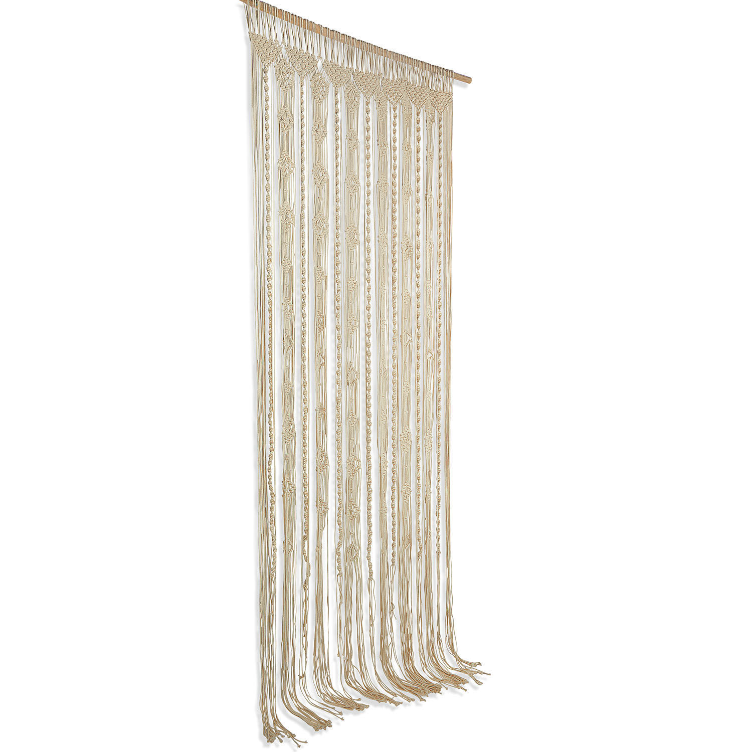 Gordijn Arjun Wanddecoratie macramé van katoen in natuurlijke kleur, perfect voor boho en eco interieurs