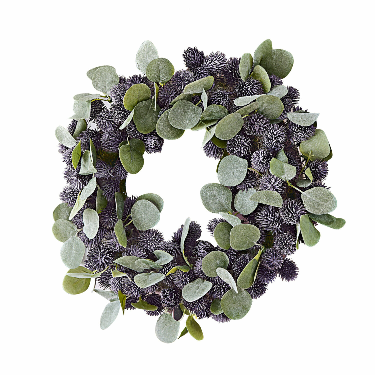 Krans Épine Decoratieve krans met groene bladeren en paarse dennenappels voor feestelijke decoratie