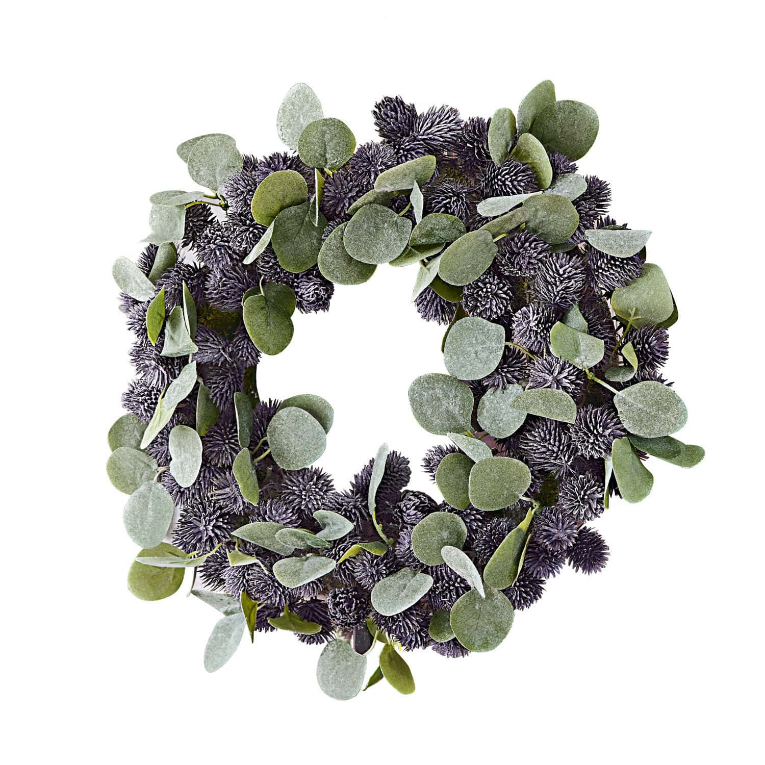 Krans Épine Decoratieve krans met groene bladeren en paarse dennenappels voor feestelijke decoratie