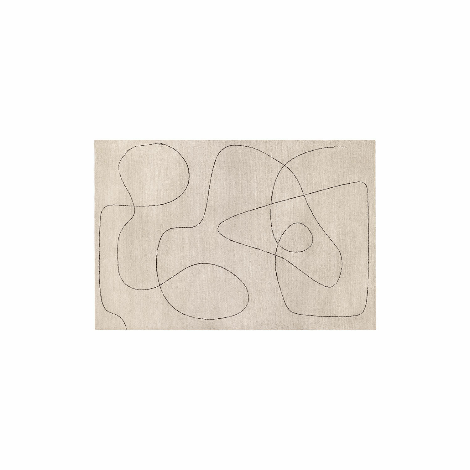Vloerkleed Lavinois Beige vloerkleed met zwart abstract patroon, zacht materiaal, modern ontwerp voor woonkamer