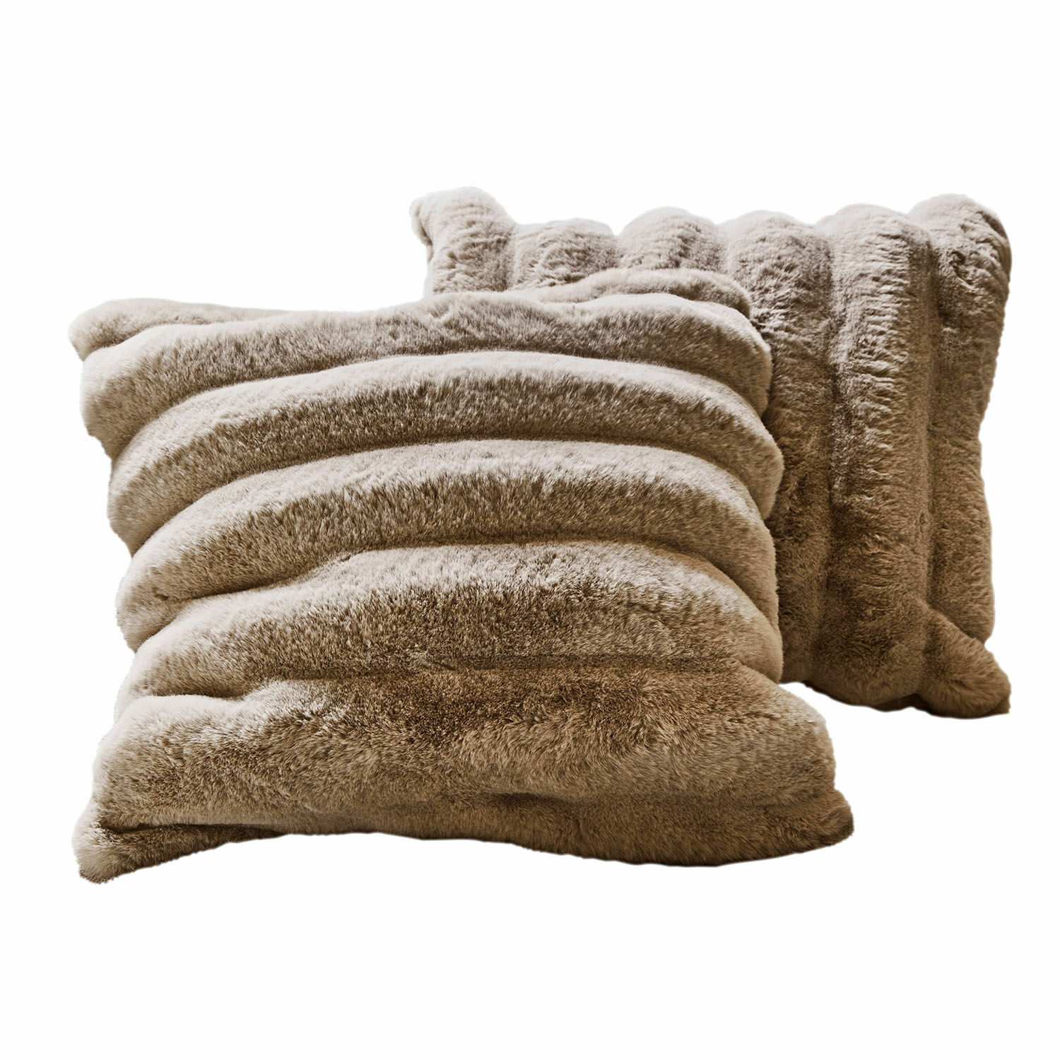 Kussenhoes set van 2 Caelira Zachte beige sierkussens van nepbont, perfect voor een gezellige inrichting