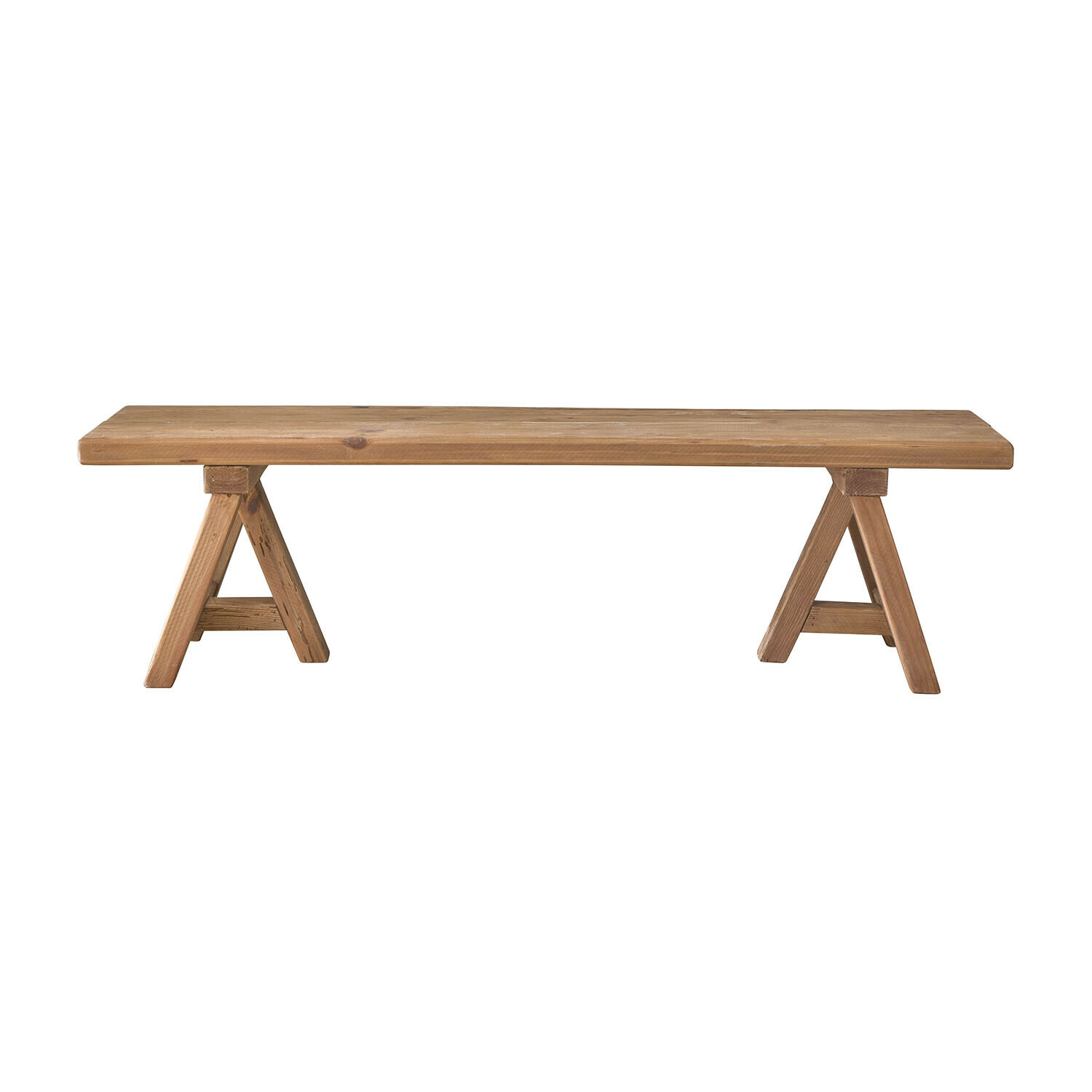 Amherst bank van bruin hout met eenvoudig rustiek ontwerp, geschikt voor binnen en buiten