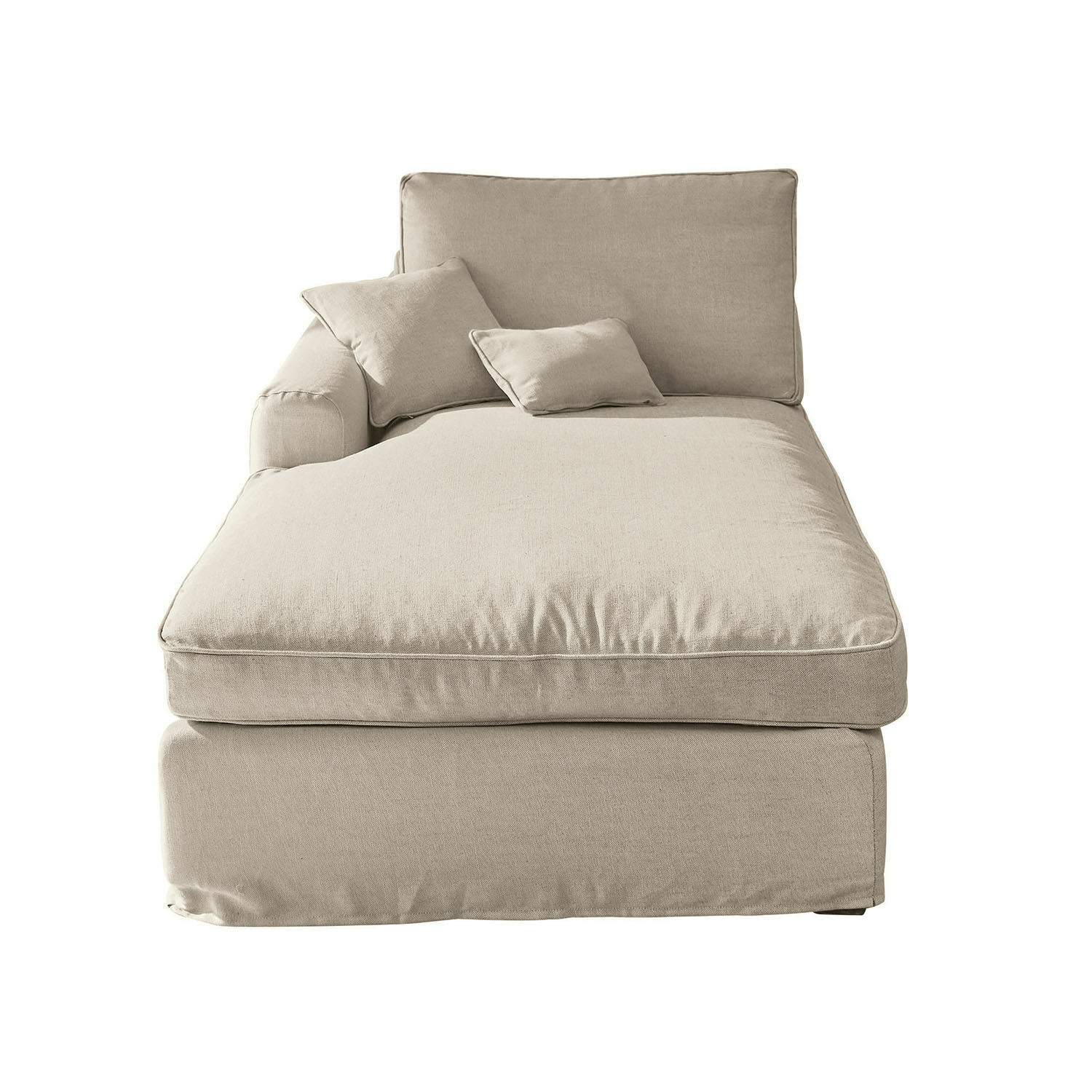 beige Beige stoffen chaiselongue Seaford, comfortabele loungestoel voor woonkamer