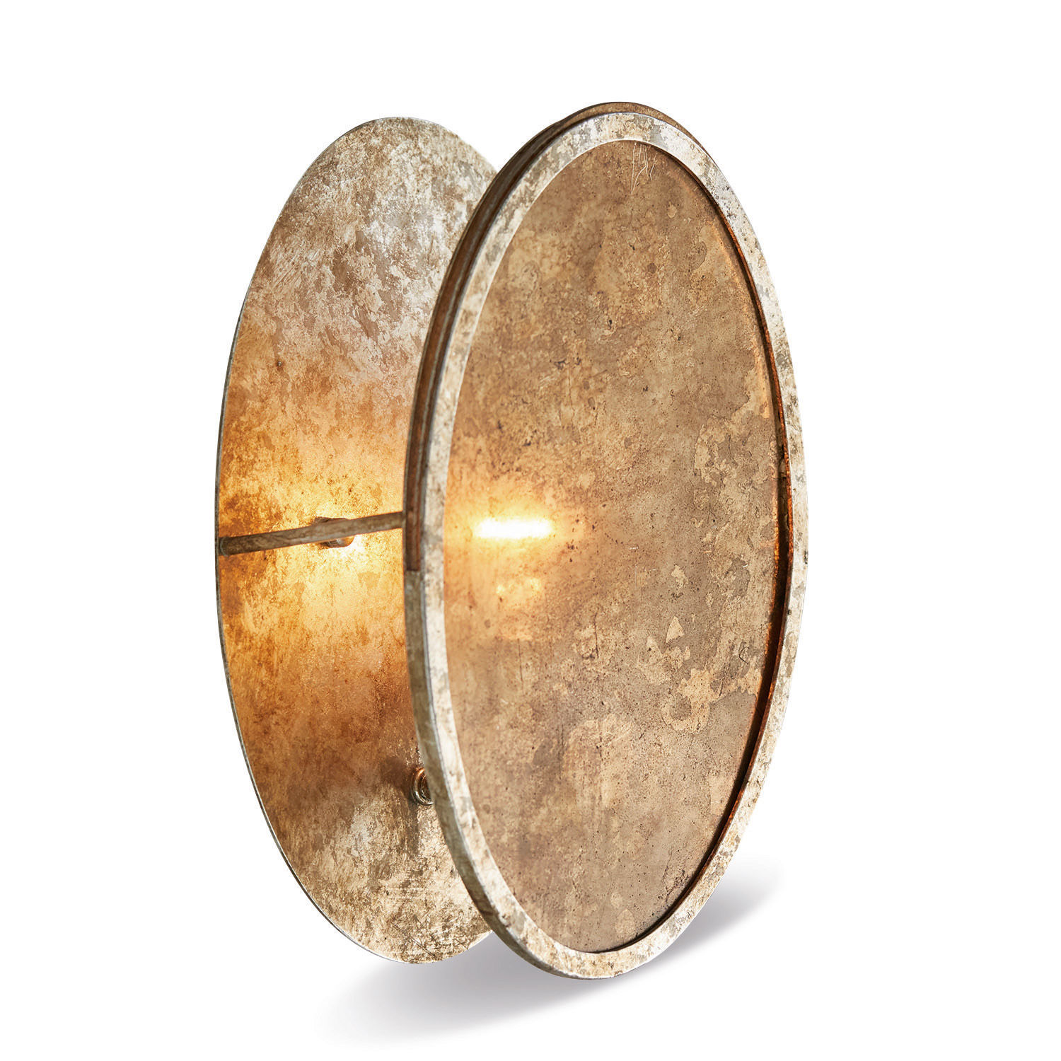 Wandlamp Crix Ronde wandlamp van verouderd messing metaal, decoratieve LED-lamp voor woonkamer