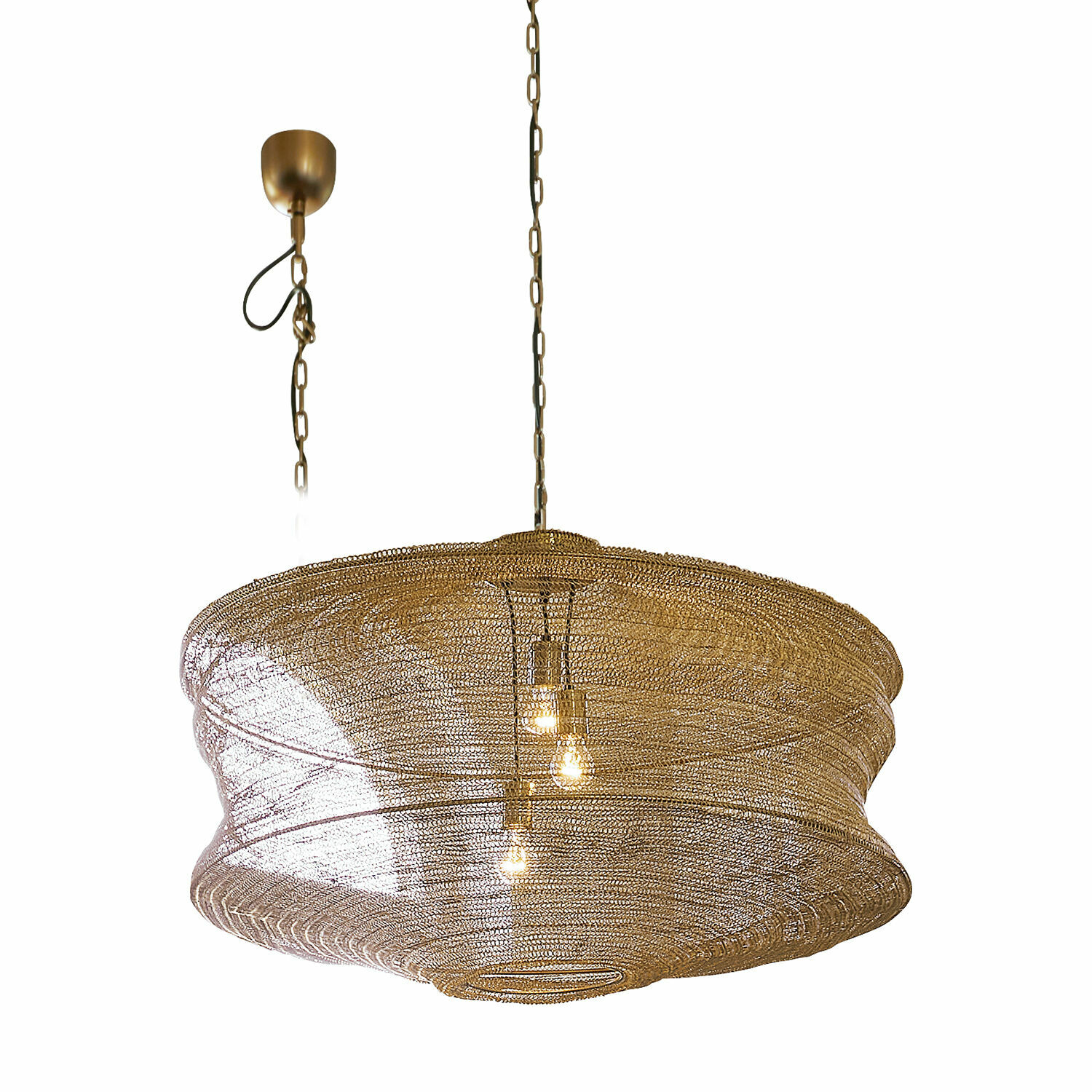 Hanglamp Valerique Hanglamp van messing met opengewerkte structuur, decoratieve plafondlamp voor woonkamer