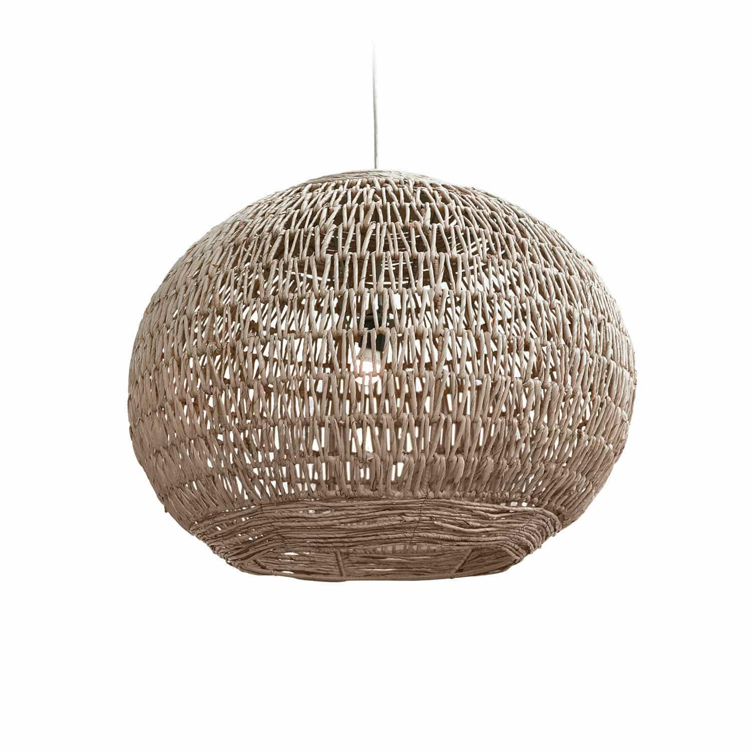 Lampenkap Fexilor Hanglamp van gevlochten riet in natuurlijke kleur, decoratieve plafondlamp voor woonkamer