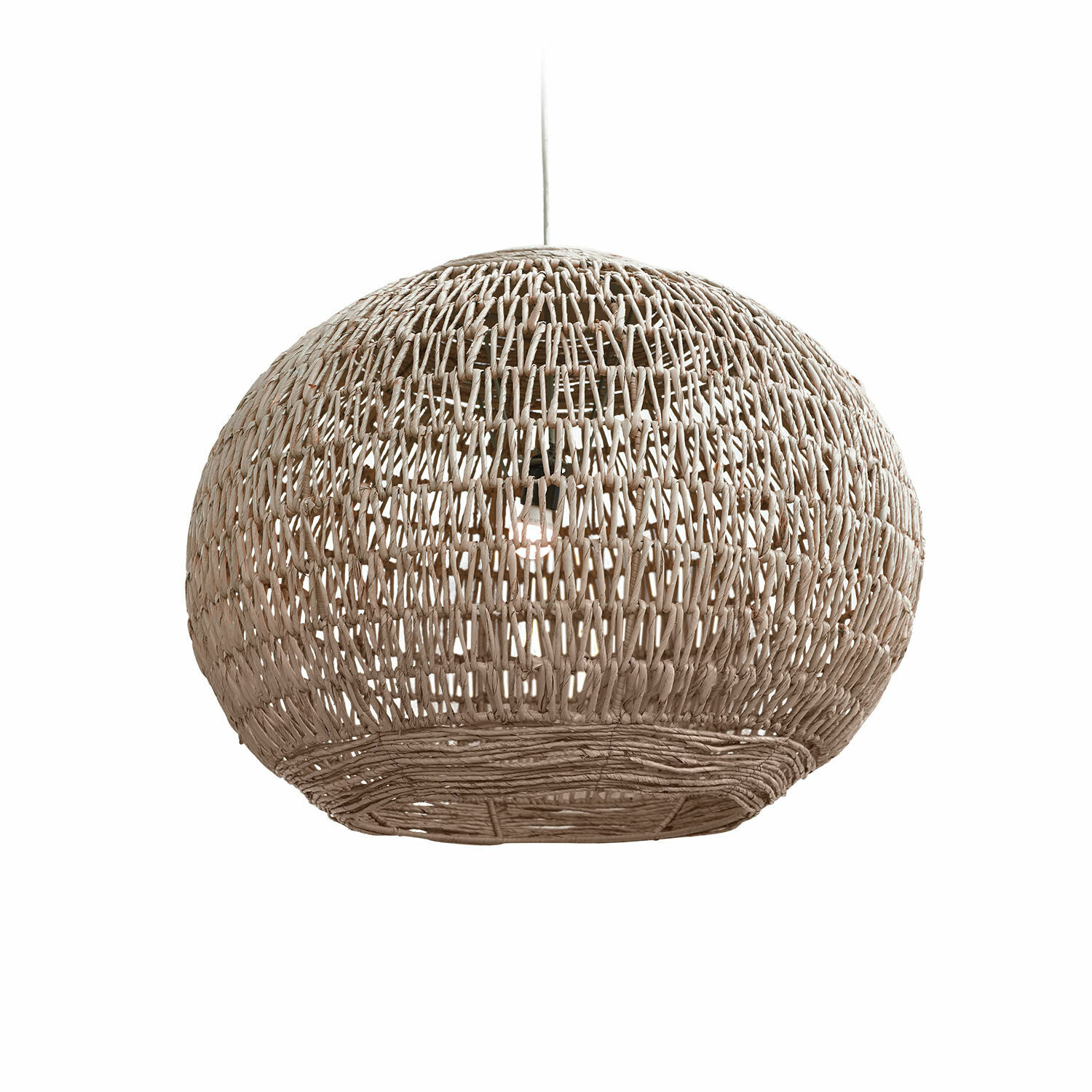 Lampenkap Fexilor Hanglamp van gevlochten riet in natuurlijke kleur, decoratieve plafondlamp voor woonkamer