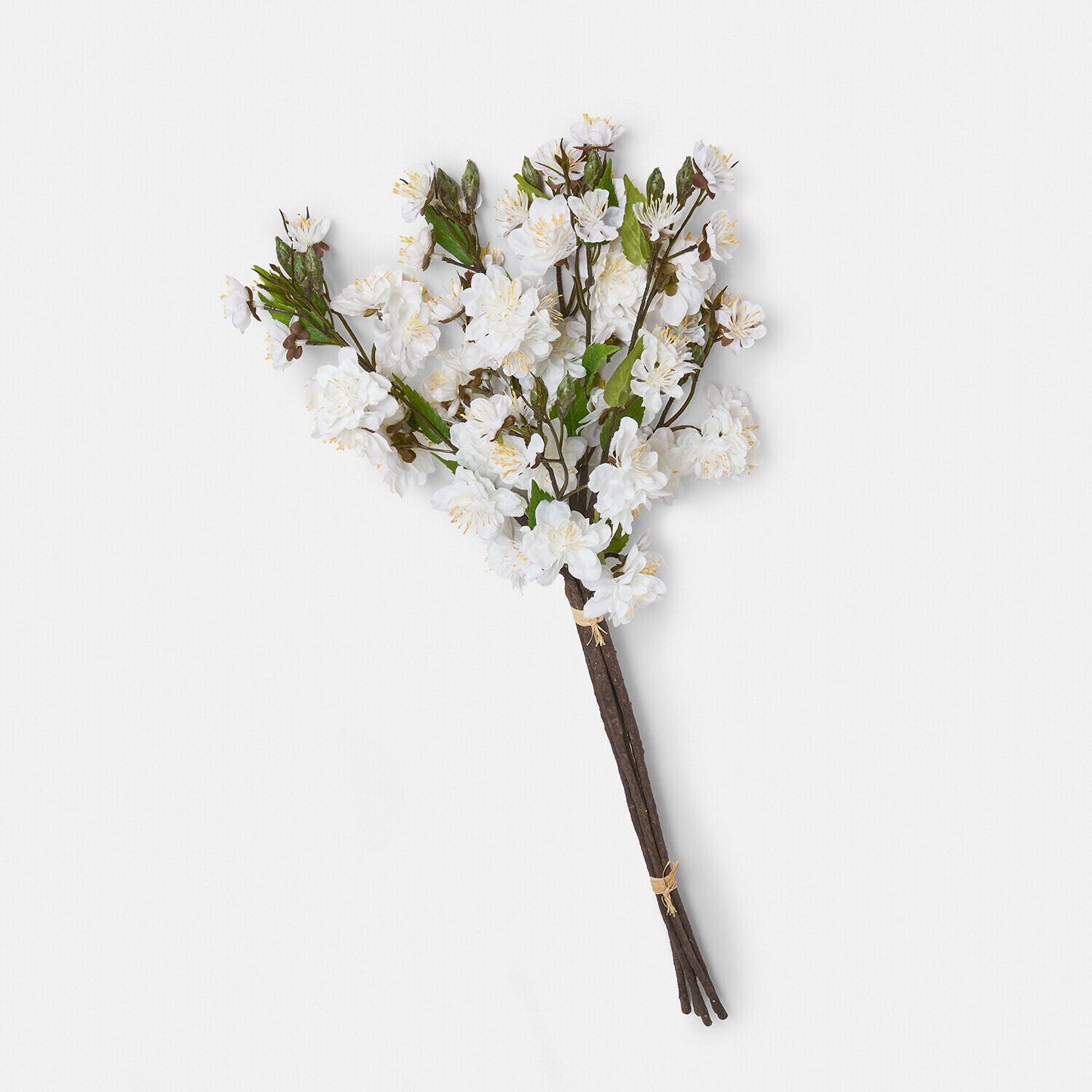 Decoratieve bloem set van 6 Bellévaut Boeket witte kunstbloemen met groene bladeren aan bruine stelen voor interieurdecoratie