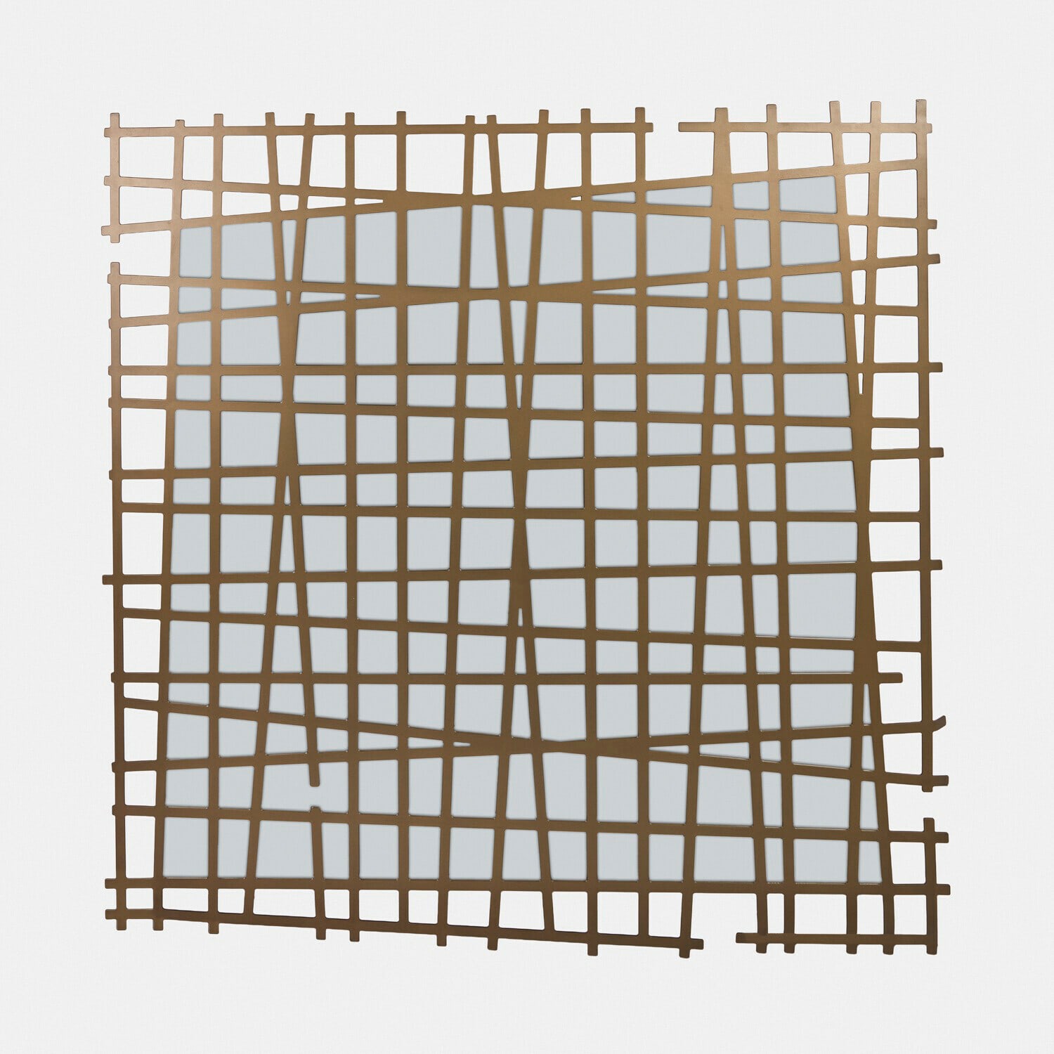 Spiegel Arovian Modern wandspiegel met koperen metalen frame en geometrisch rasterpatroon voor interieurdecoratie