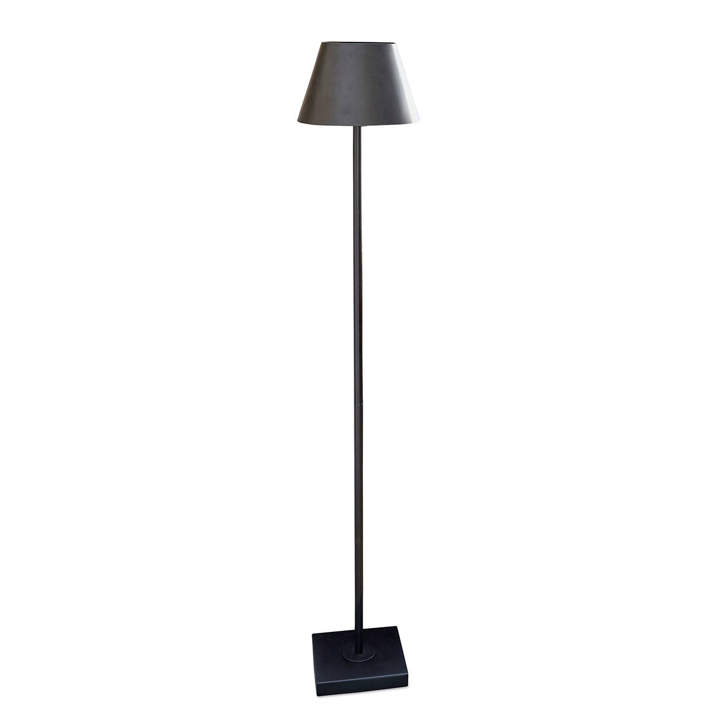 Staande lamp Marjan Zwarte staande lamp van metaal met kegelvormige kap en vierkante voet voor modern interieur