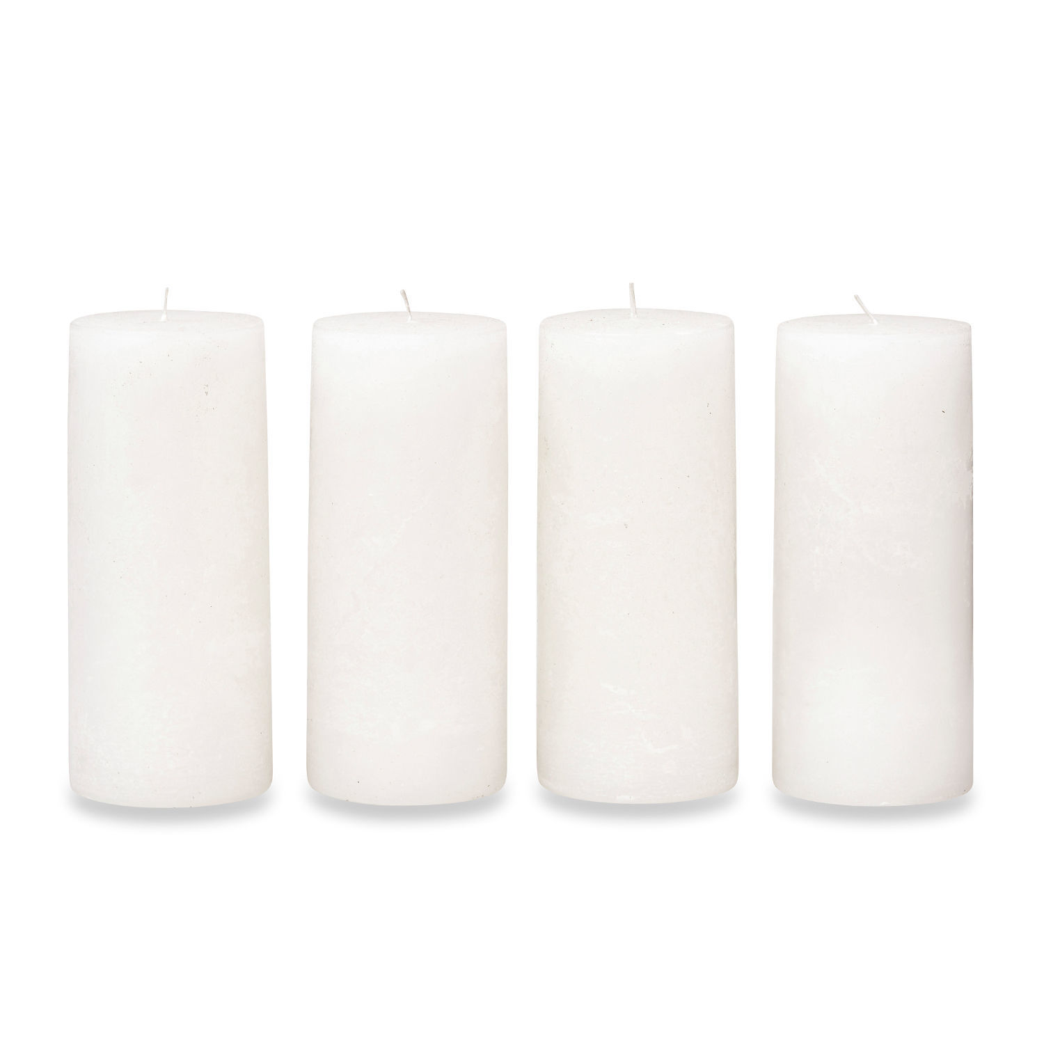 Kaars set van 4 Homel Set van vier witte cilindervormige kaarsen van was voor decoratie en sfeerverlichting