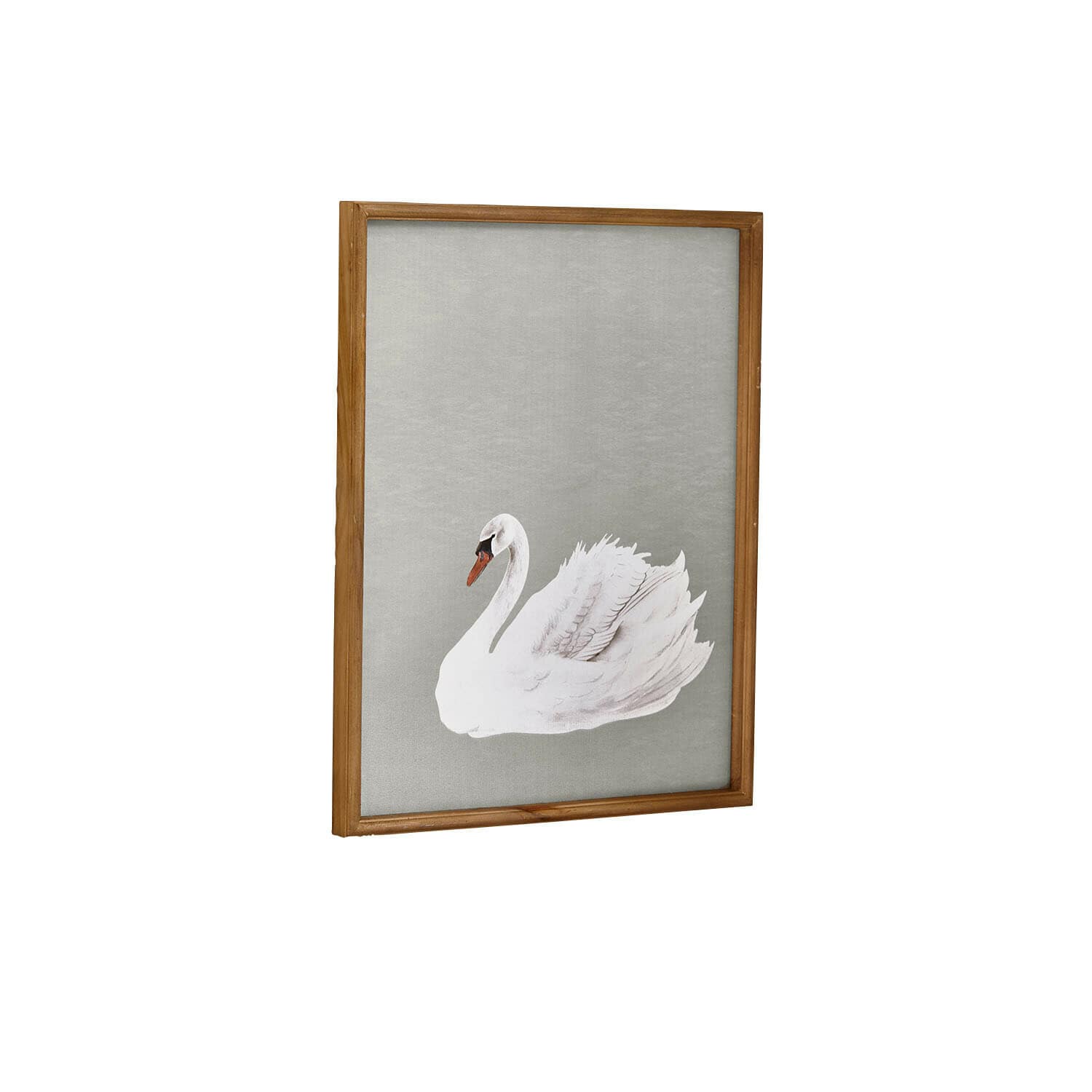 Afbeelding Cariella Schilderij met witte zwaan op grijze achtergrond in houten lijst, stijlvolle wanddecoratie