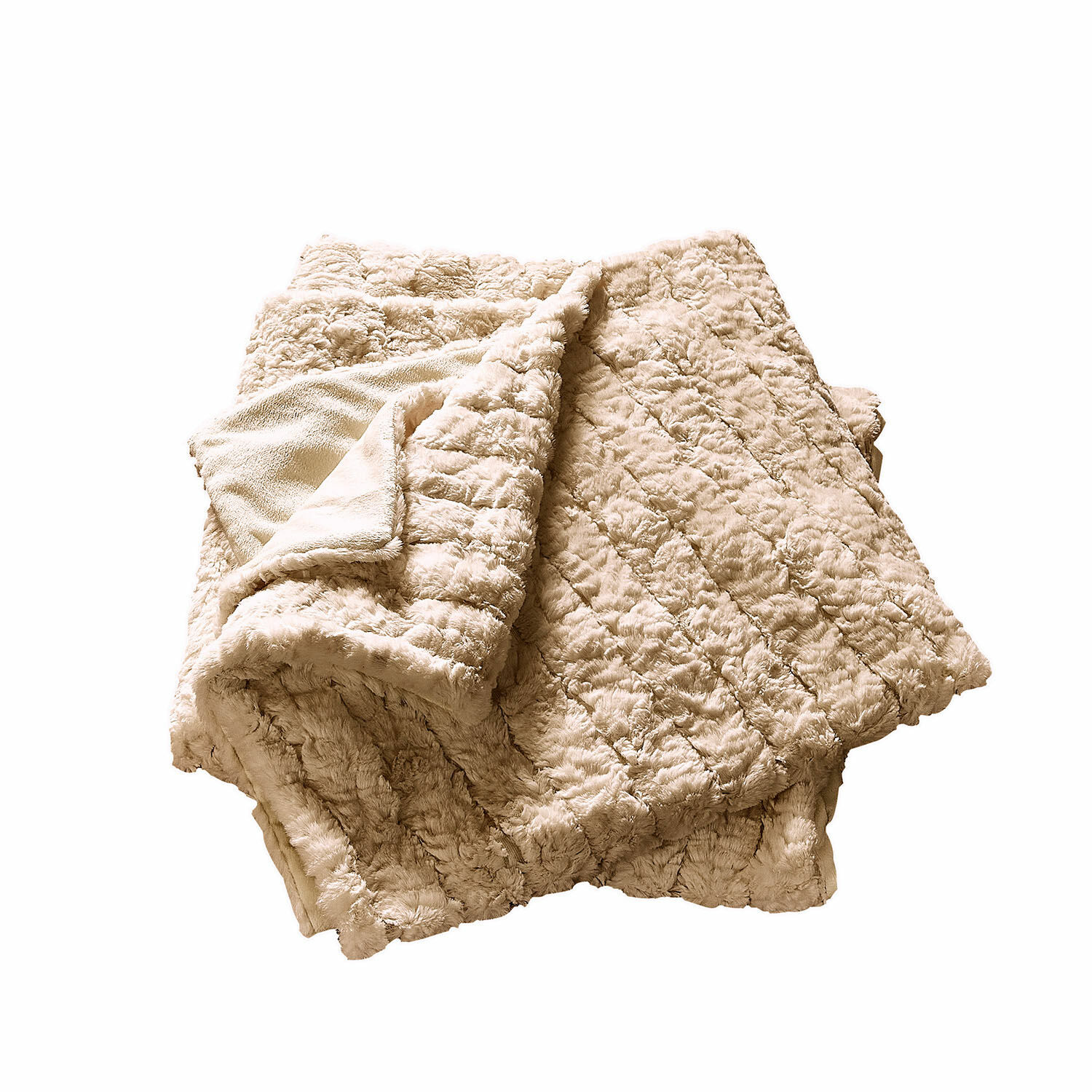 Beige Dorelice plaid van zachte pluche, ideaal voor een gezellige woondecoratie en comfort