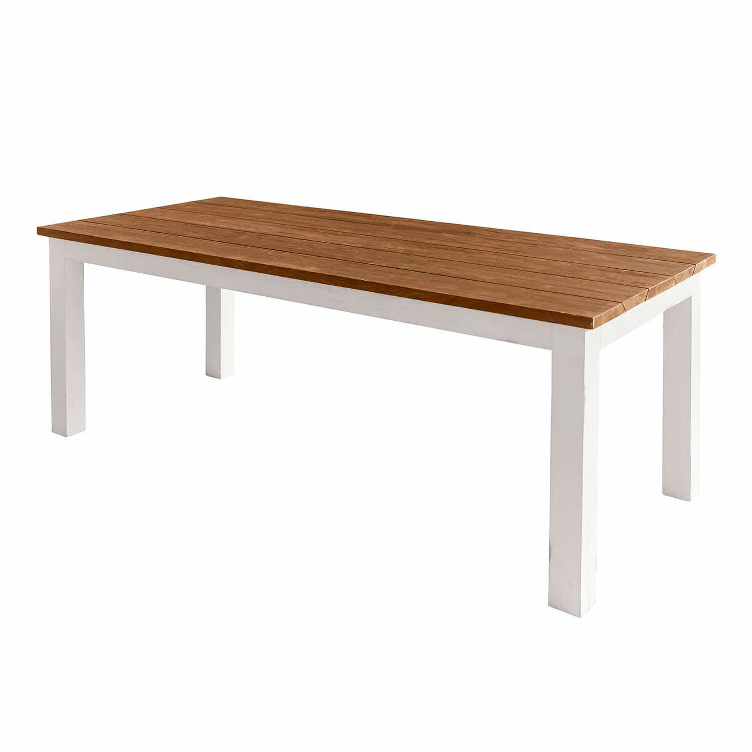 Kirkdale tafel met bruin houten blad en wit frame, modern meubel voor eetkamer