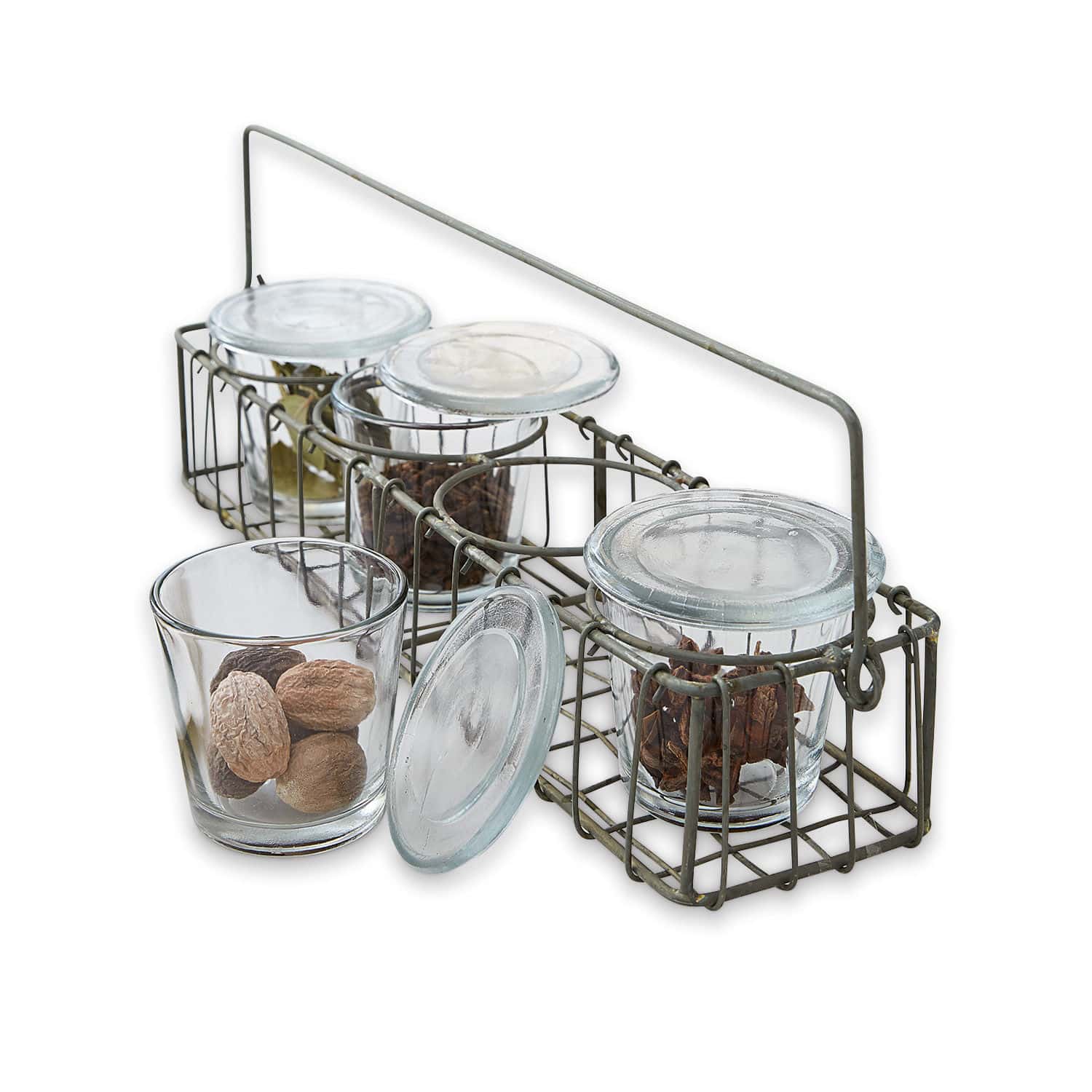 Glazen potjes met mandje Stanisa