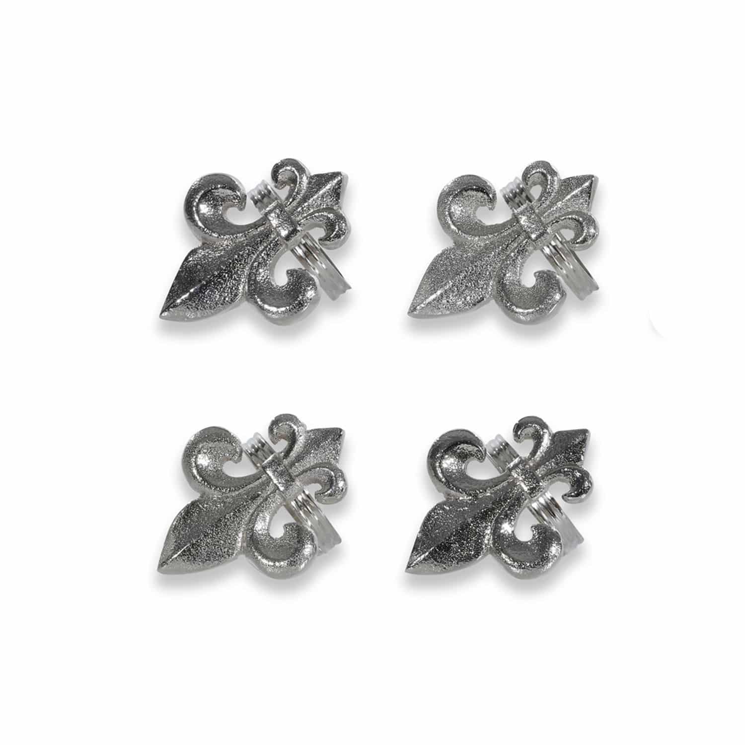 Servetring set van 4 Fleur De Lis Set van vier zilverkleurige metalen decoratieve klemmen in lelievorm voor woningdecoratie