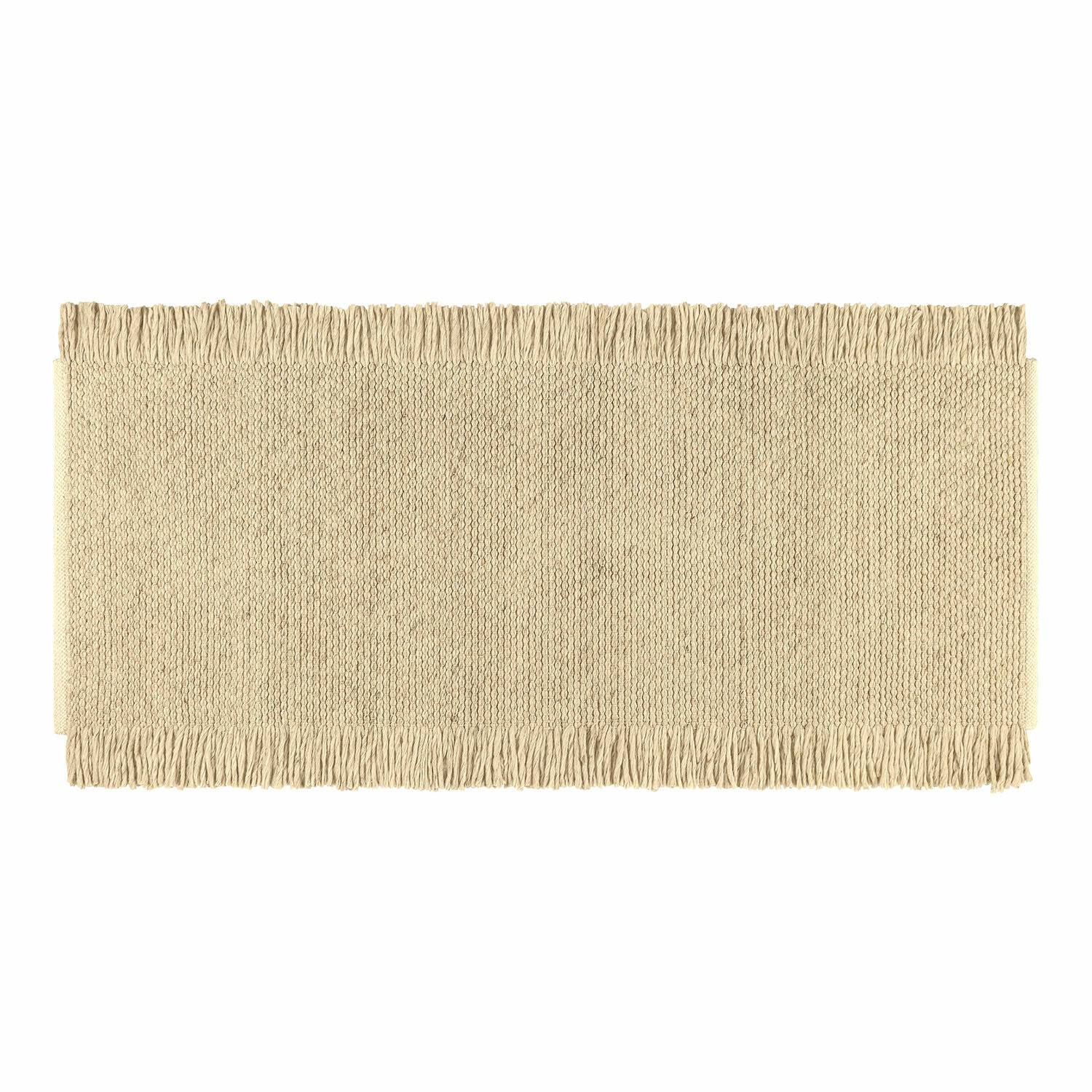 Loper Levraut Beige vloerkleed met franjes van natuurlijk materiaal, ideaal voor interieurdecoratie en vloeren