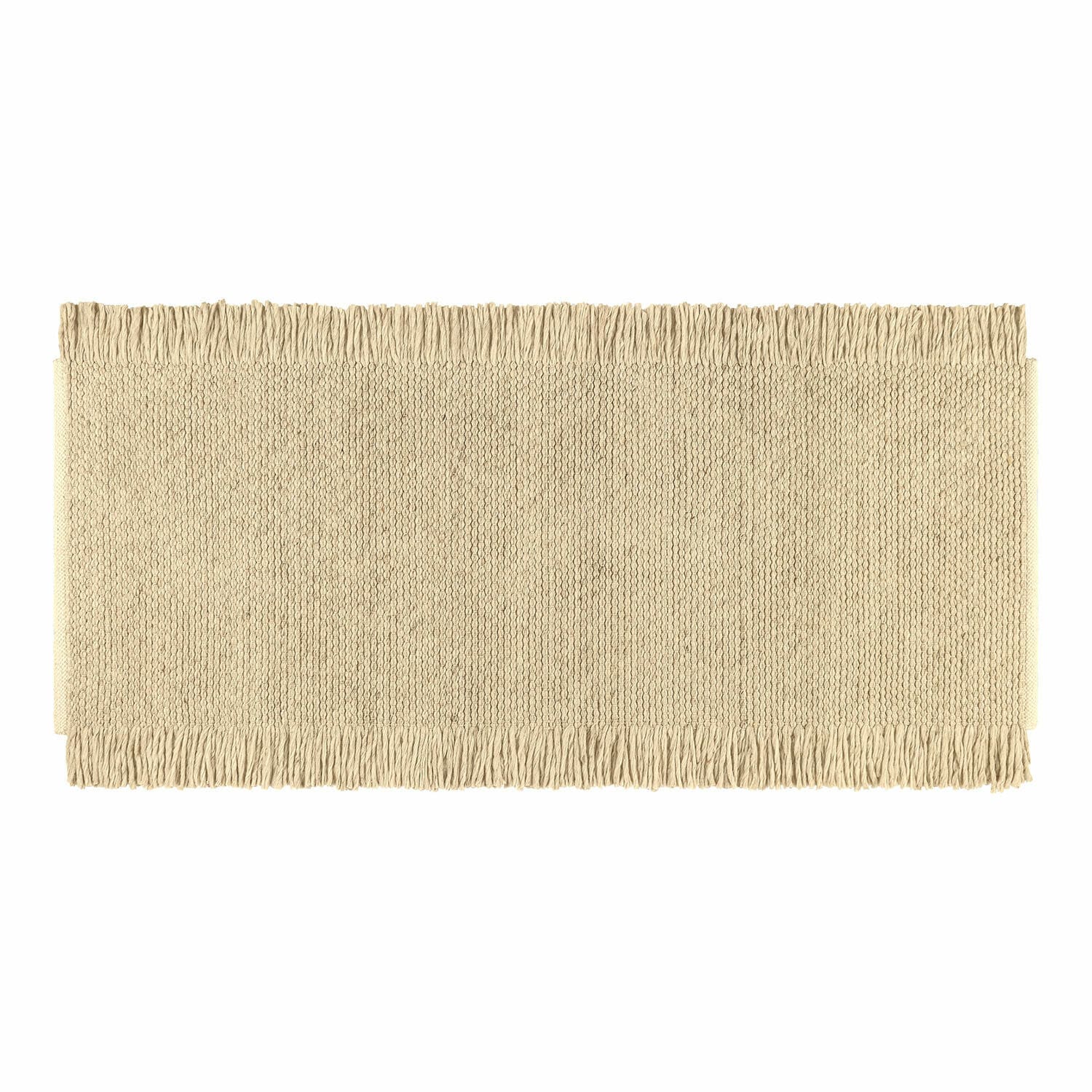 Loper Levraut Beige vloerkleed met franjes van natuurlijk materiaal, ideaal voor interieurdecoratie en vloeren