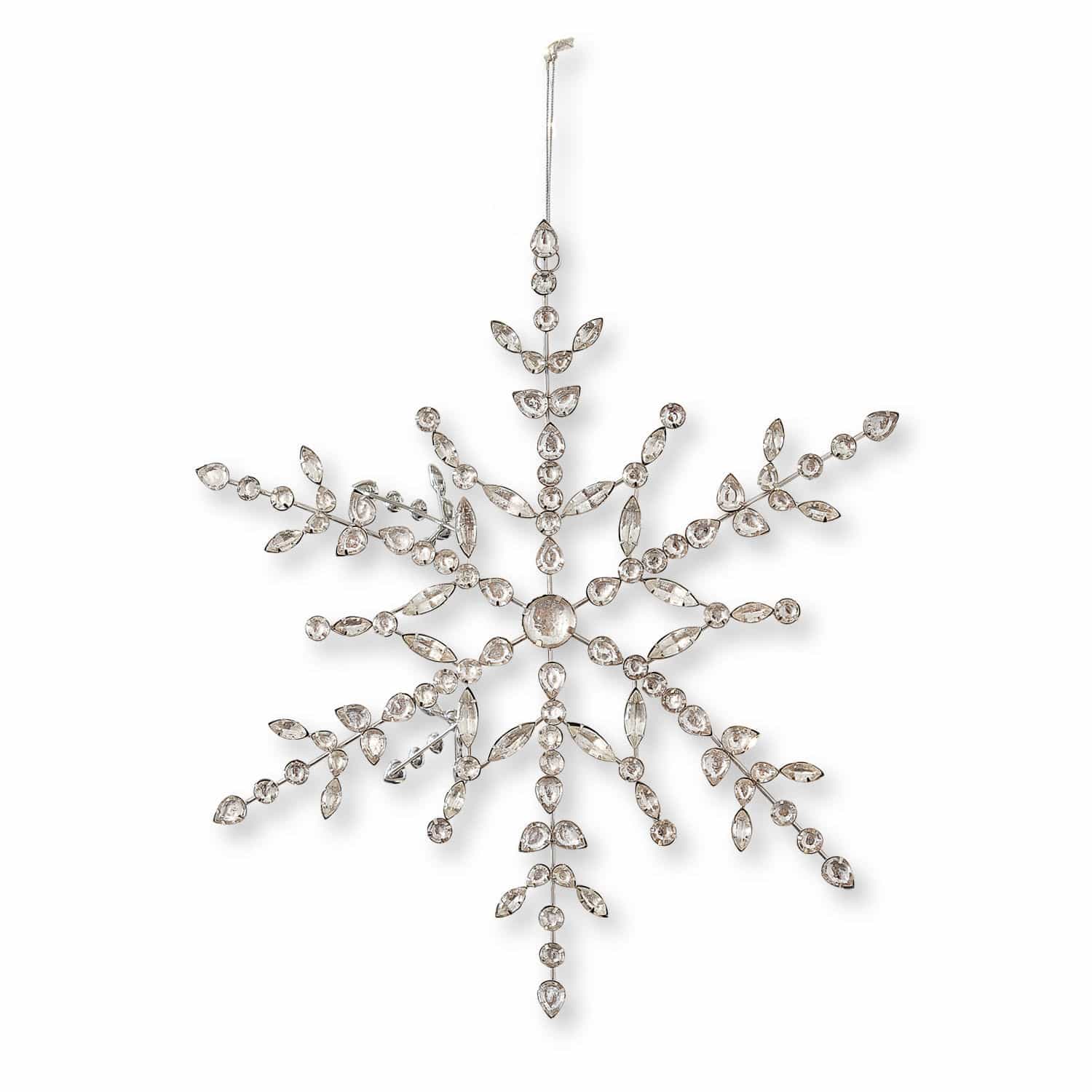 Hanger Loella Kerstdecoratie in de vorm van een sneeuwvlok met transparante kristallen op metalen frame