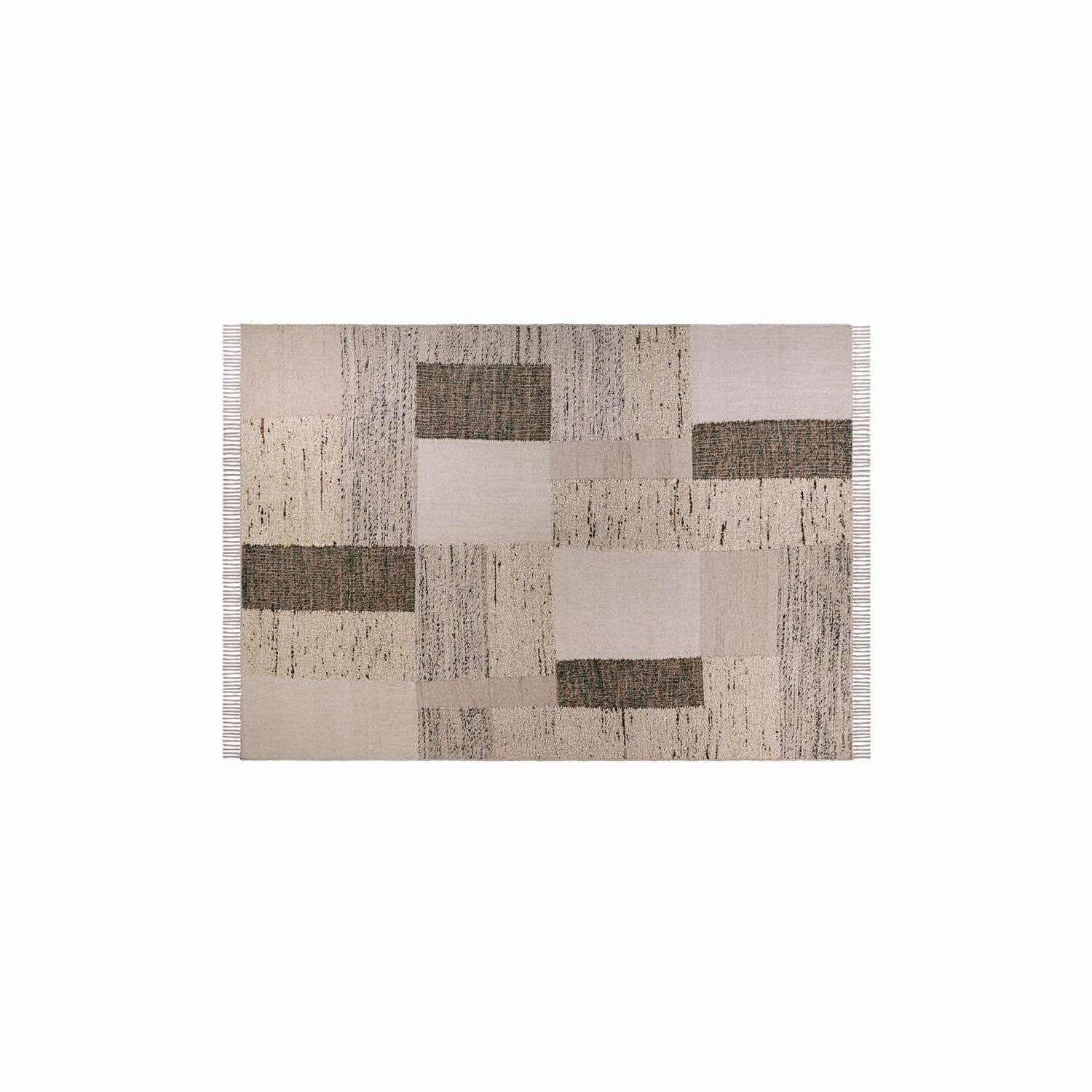 Vloerkleed Faircliffe Vloerkleed met geometrisch patroon in beige en bruine tinten, stofmateriaal, interieurdecoratie