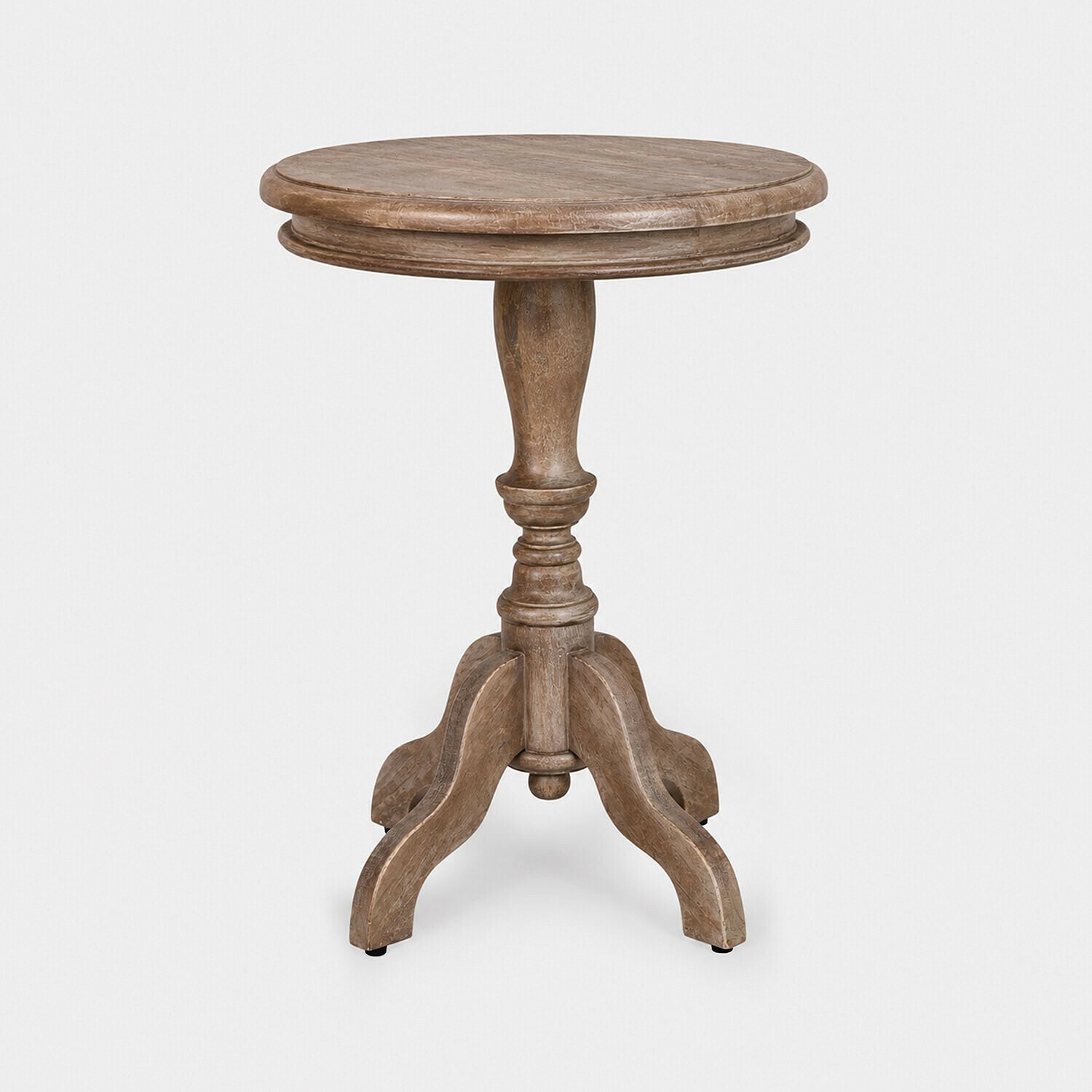 Bijzettafeltje Mengomeyen Ronde houten tafel in natuurlijke kleur met decoratieve voet, elegant meubelstuk