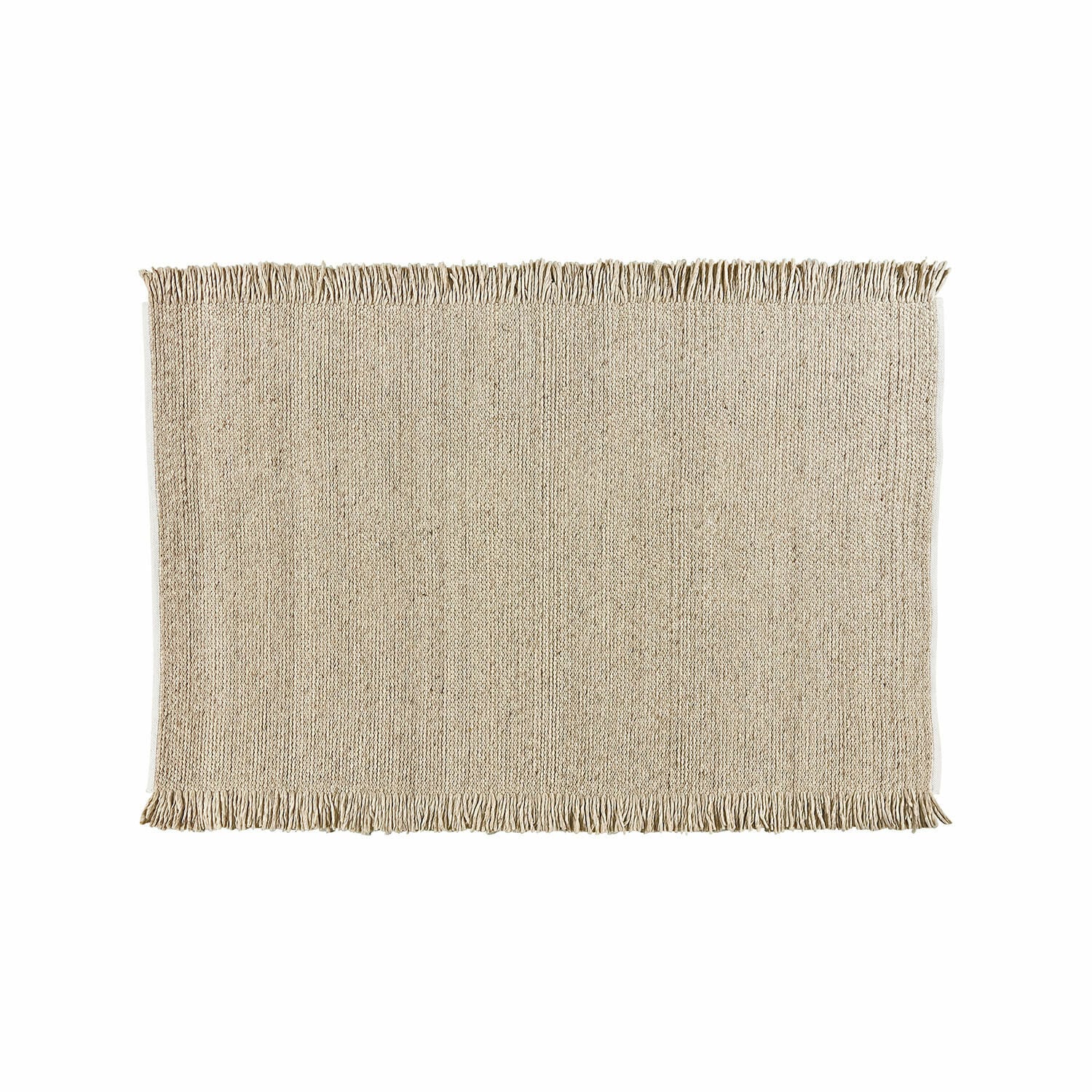 Vloerkleed Levraut Beige vloerkleed met franjes van natuurlijk materiaal, ideaal voor interieurdecoratie en vloeren