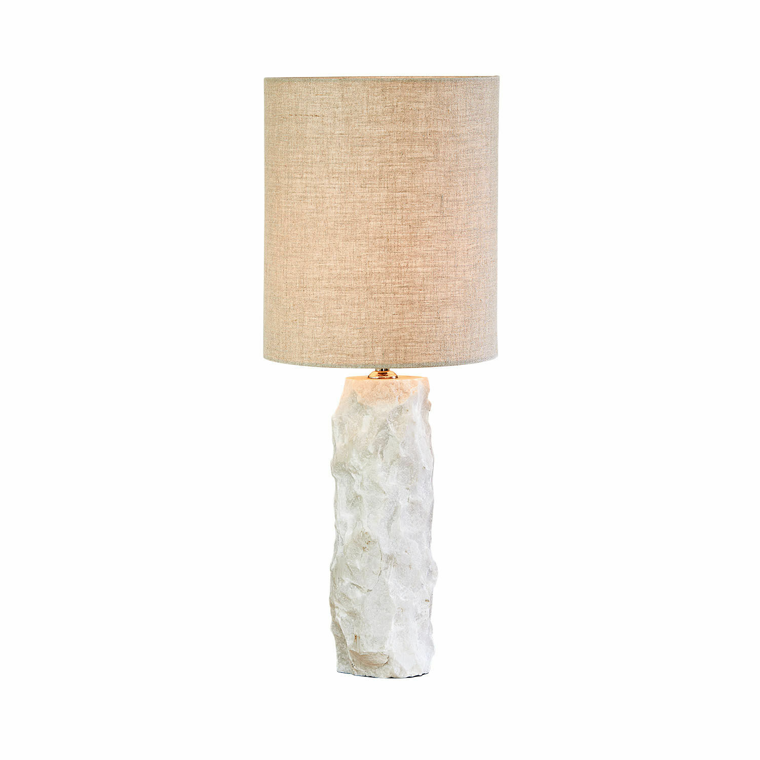 Tafellamp Kalvaya Tafellamp met beige kap en witte stenen voet, decoratieve verlichting voor woonkamer