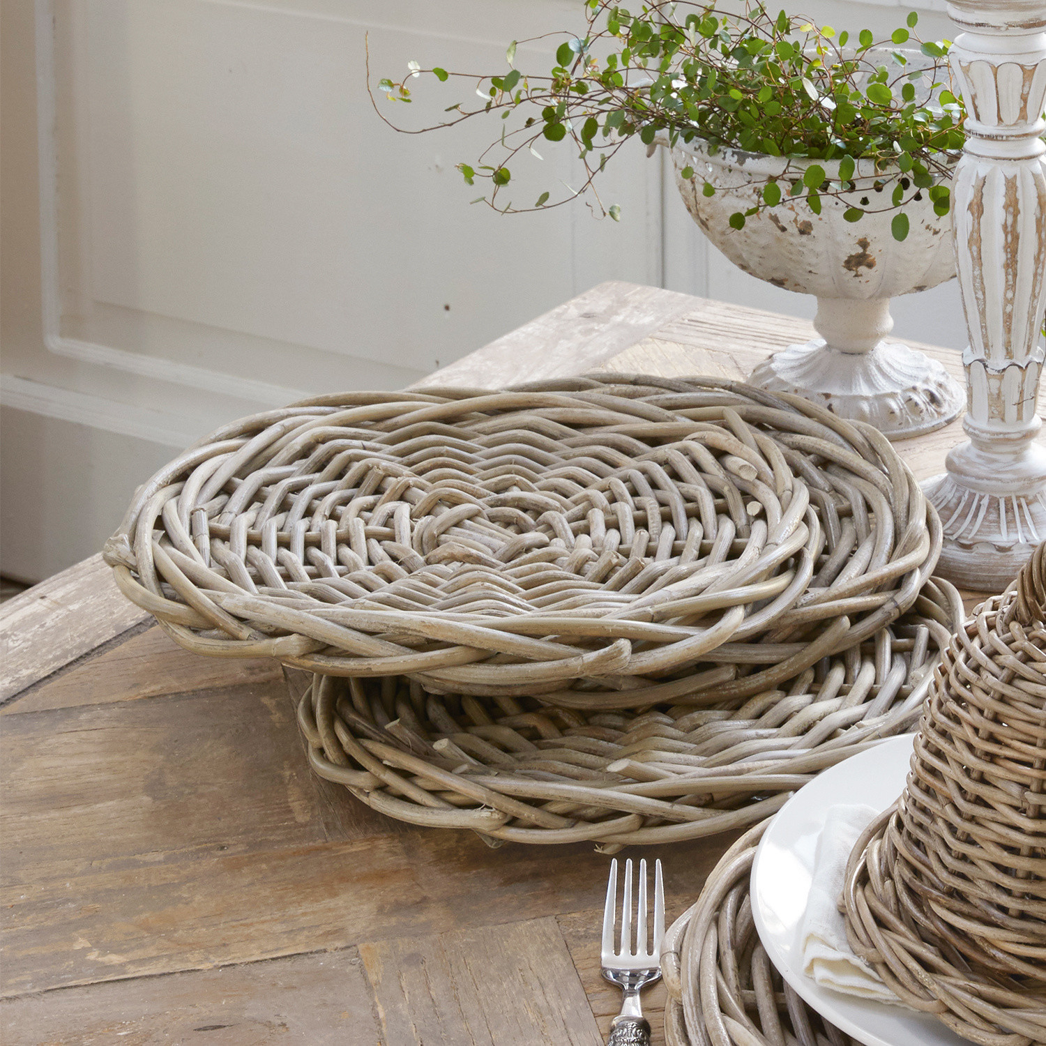 Placemat set van 2 Bland, 2-delige set, Handgeweven rotan, Tijdloos ontwerp in bruin