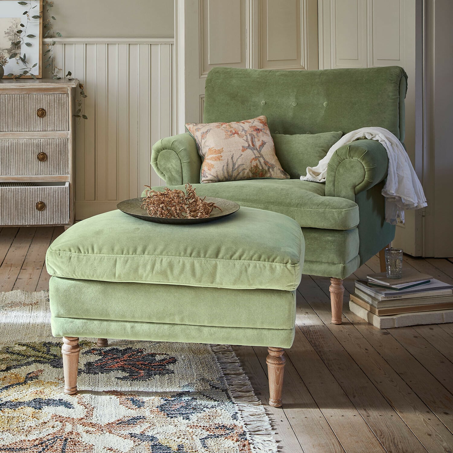Fauteuil met hocker Éclat Émeraude