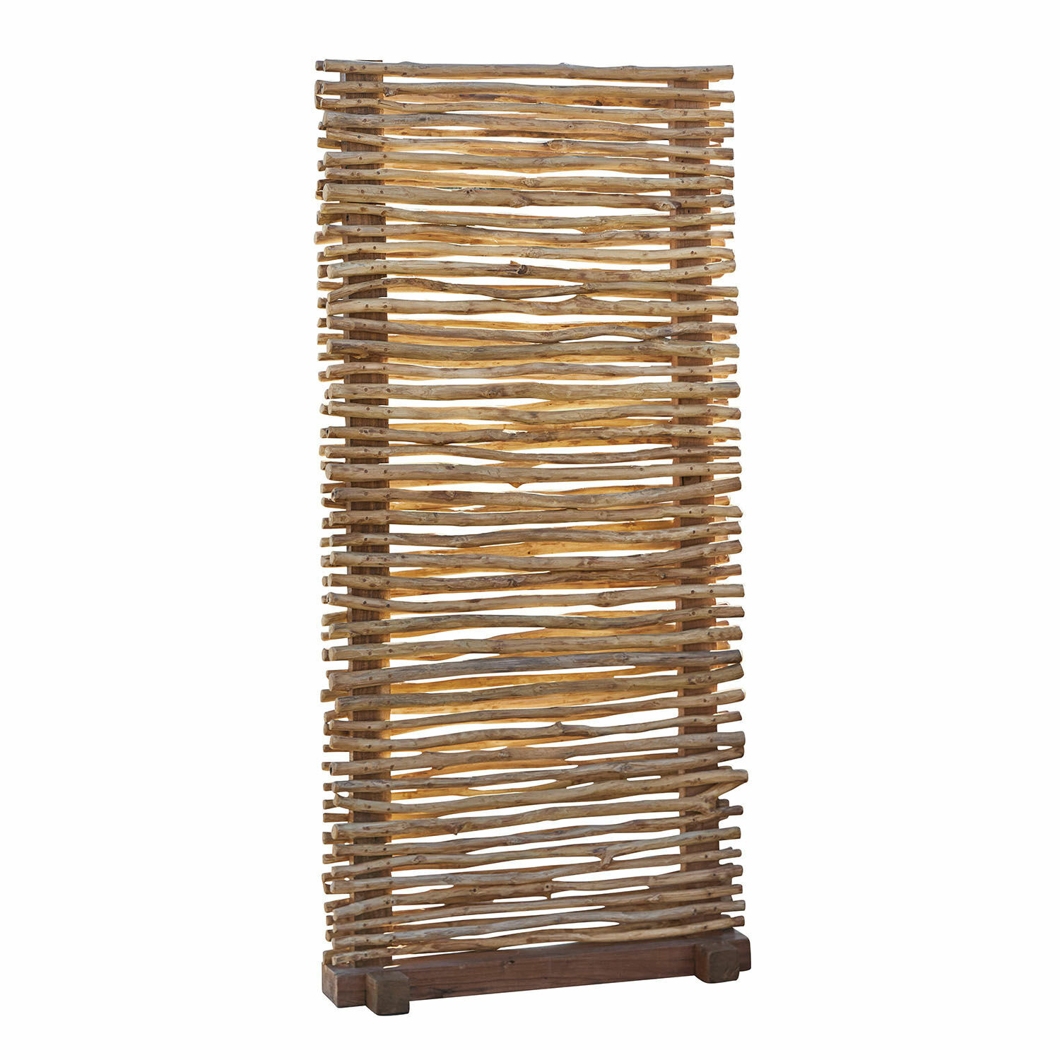 Paravent Cantebonne van bruin hout met natuurlijk patroon, decoratie en privacybescherming