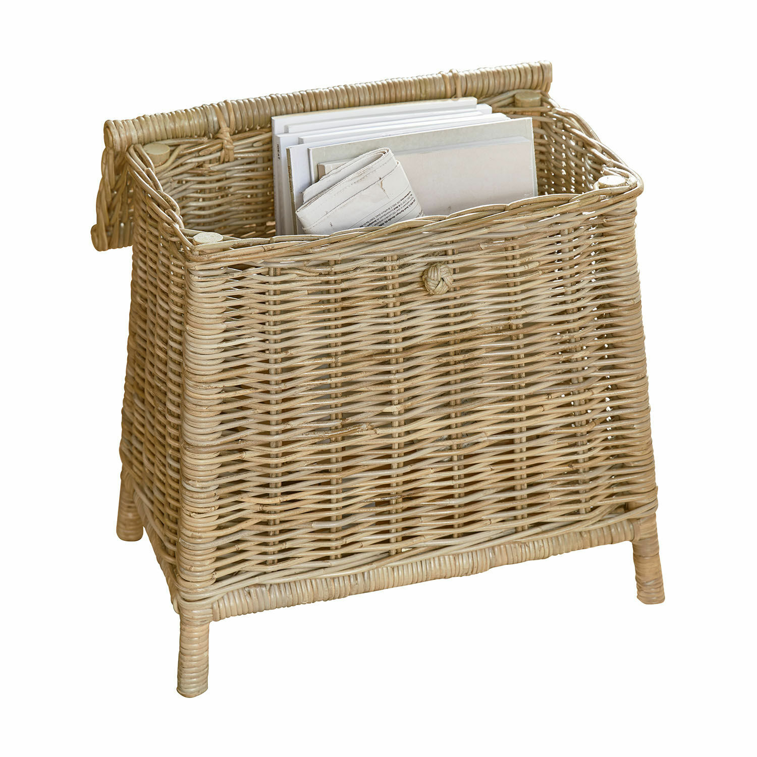 Natuurlijke rotanmand met deksel, ideaal voor het opbergen van kranten en documenten