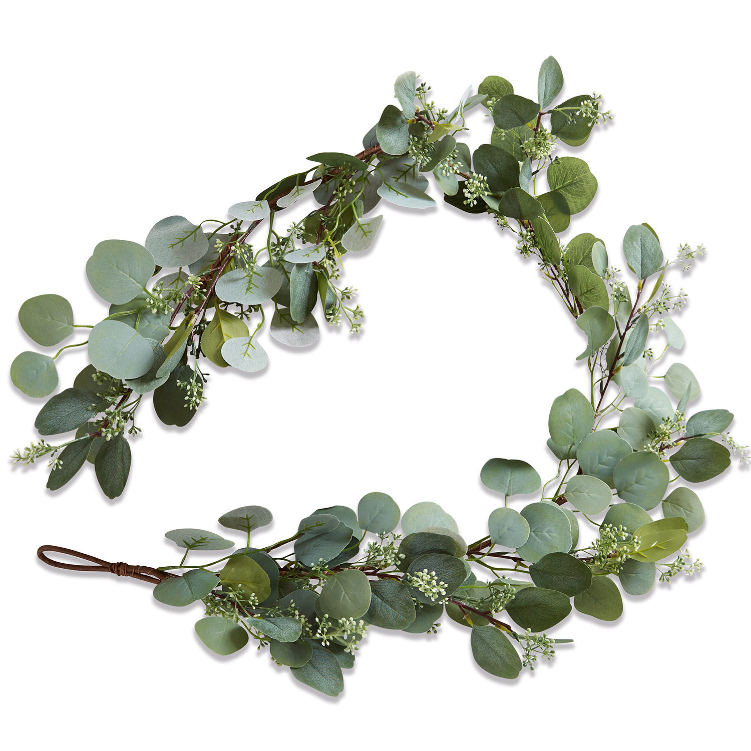 Guirlande Xantos Decoratieve krans van groene eucalyptusbladeren met kleine witte bloemen voor interieurdecoratie