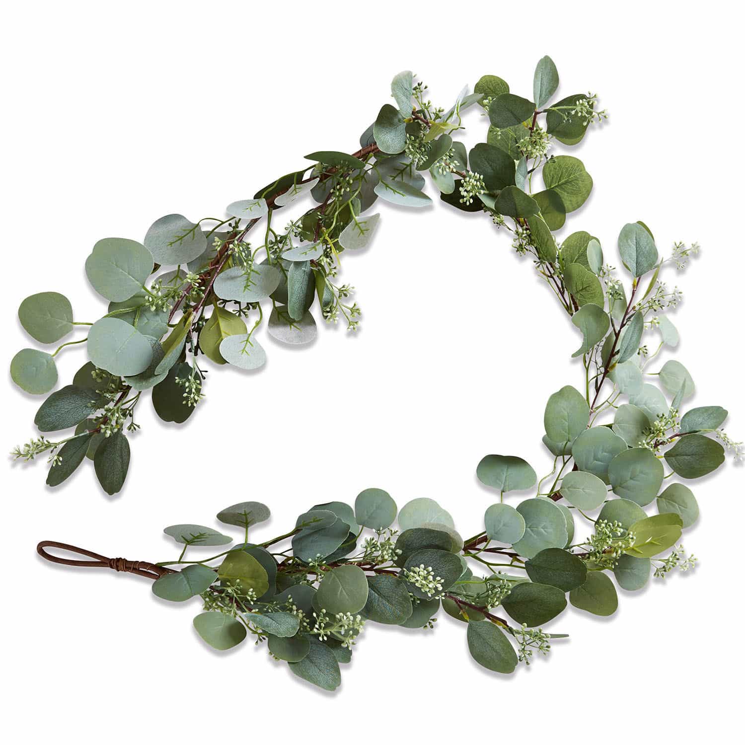 Guirlande Xantos Decoratieve krans van groene eucalyptusbladeren met kleine witte bloemen voor interieurdecoratie
