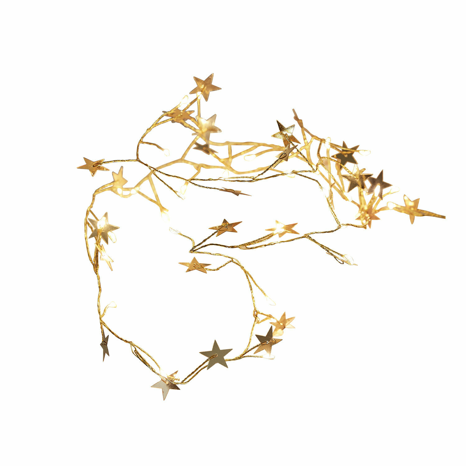 Lichtsnoer Vernham Fijne lichtsnoer met gouden metalen sterren voor feestelijke decoratie