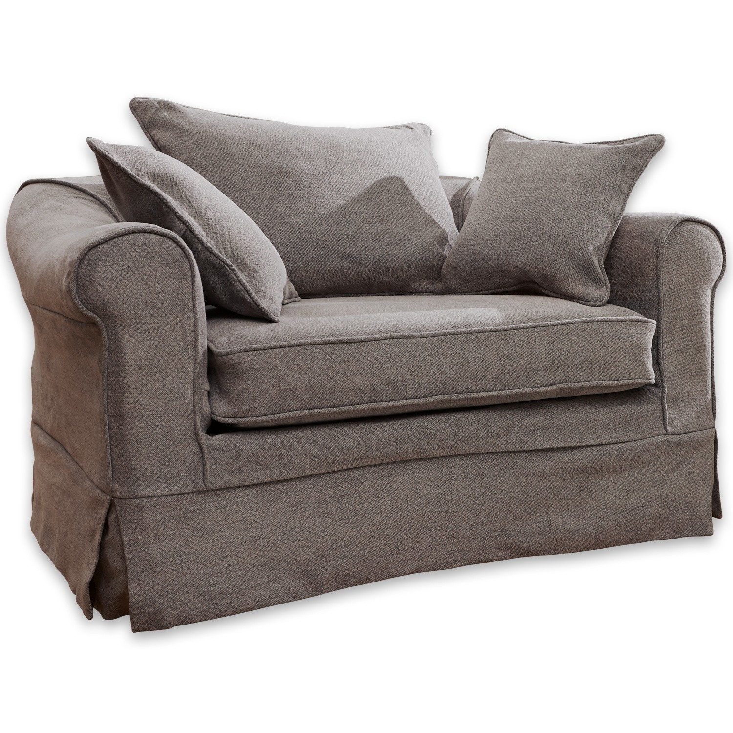 Grijze Folsom fauteuil van stof met kussens, comfortabele woonkamerstoel