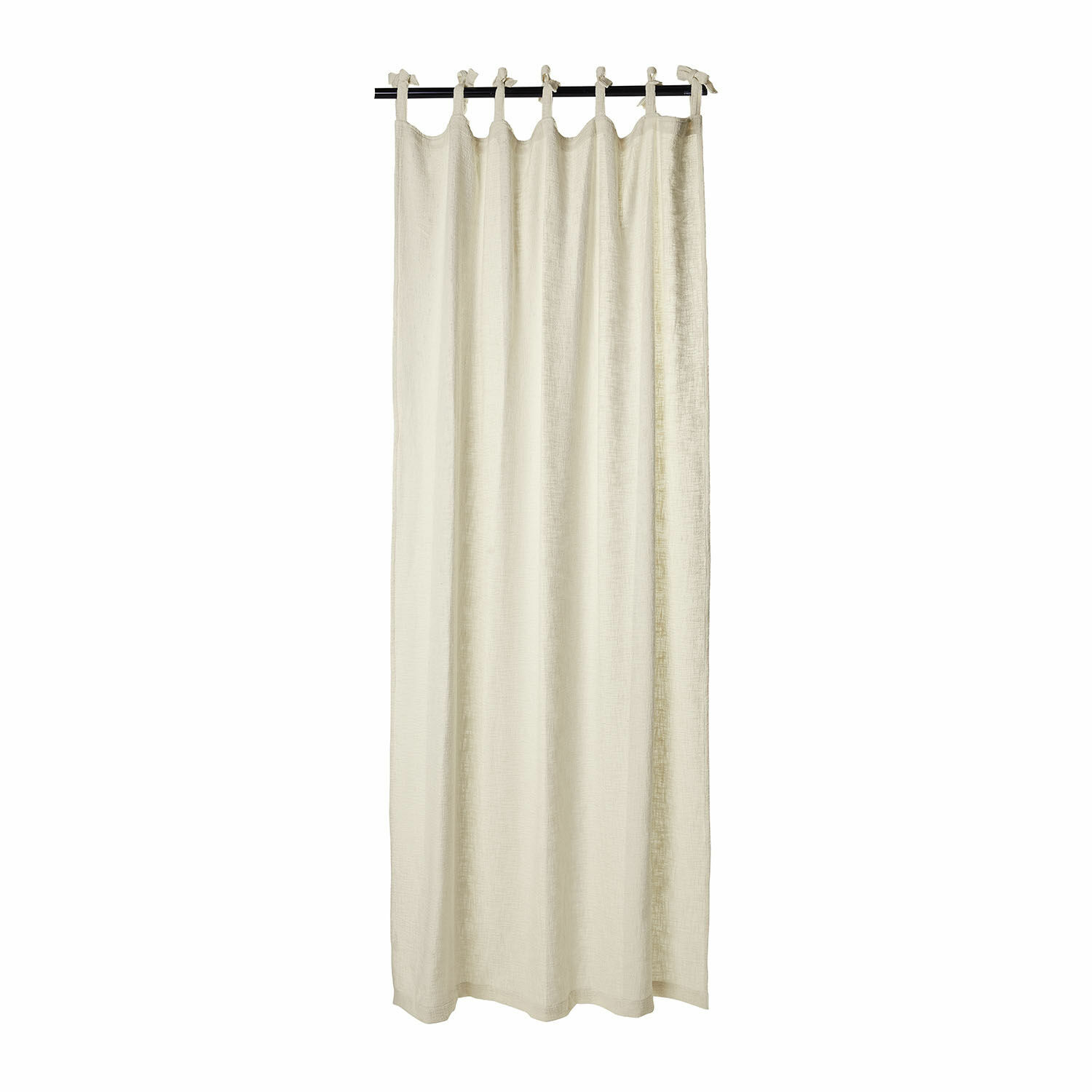 Gordijn Maddison Beige gordijn van natuurlijke stof met gebonden lussen, decoratief en functioneel voor binnen