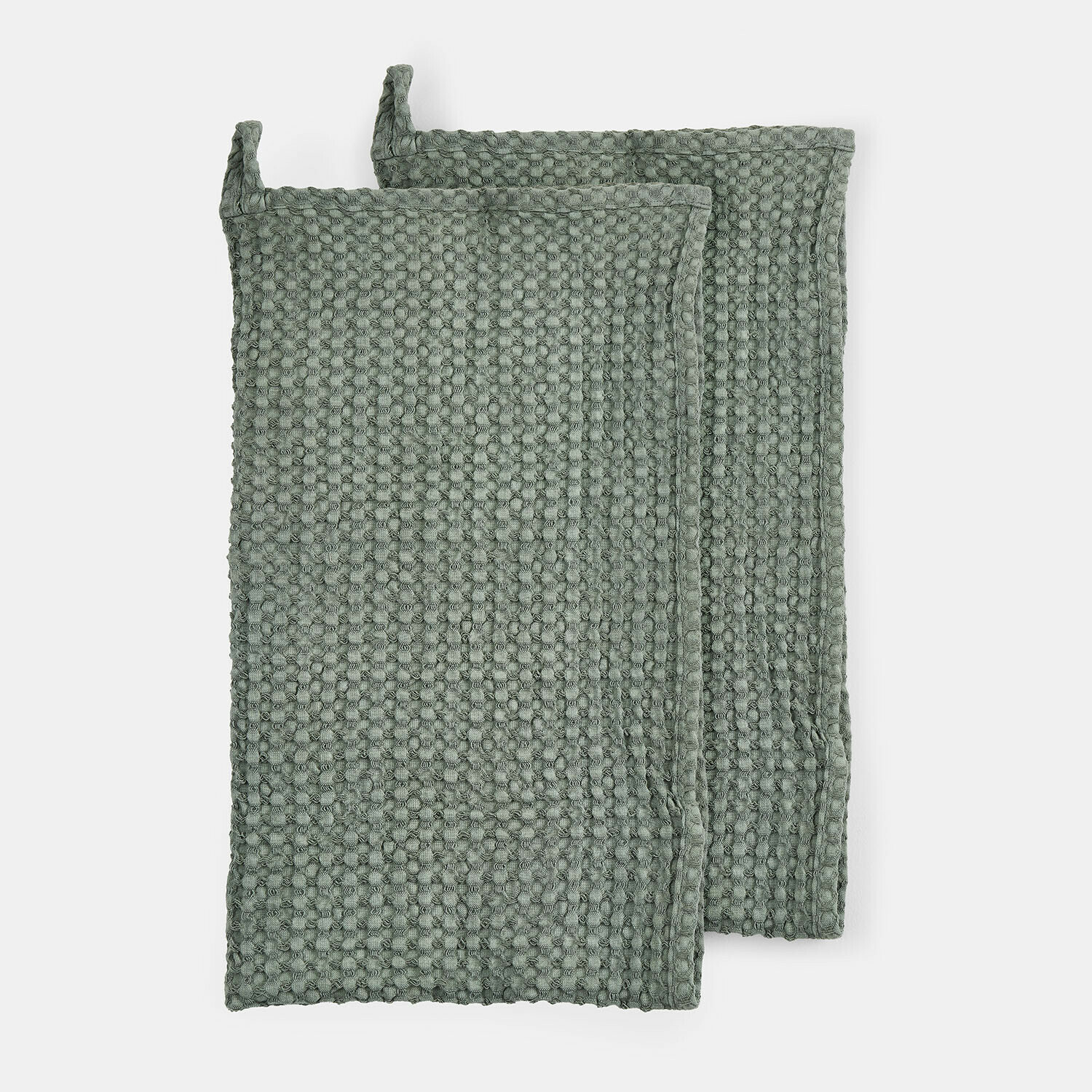 Set van 2 groene Maralei handdoeken van katoen met wafelstructuur voor badkamer