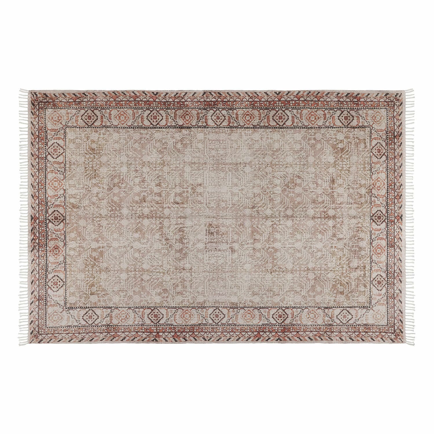 Outdoor vloerkleed Bunbury in bruin-beige met fijn patroon, weerbestendig voor terras en tuin