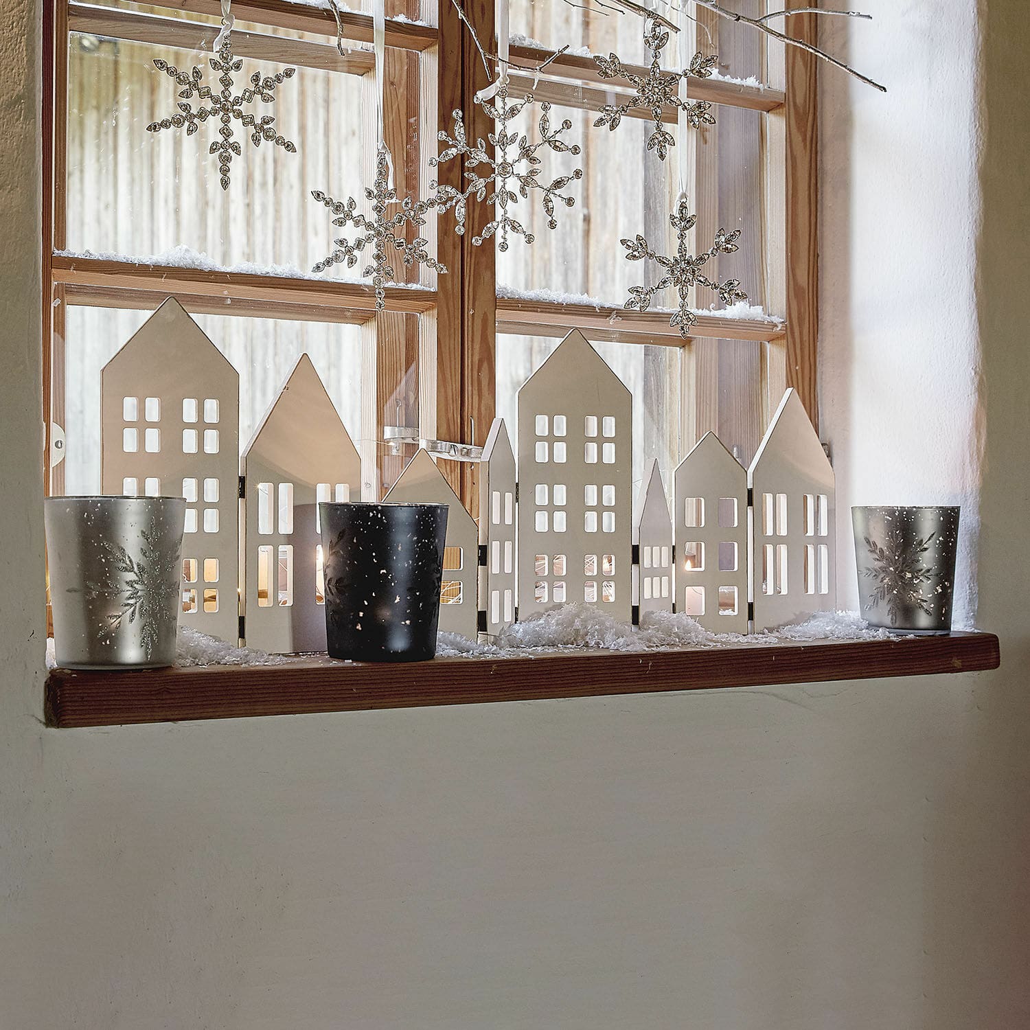 Windlicht set van 3 Snowflakes