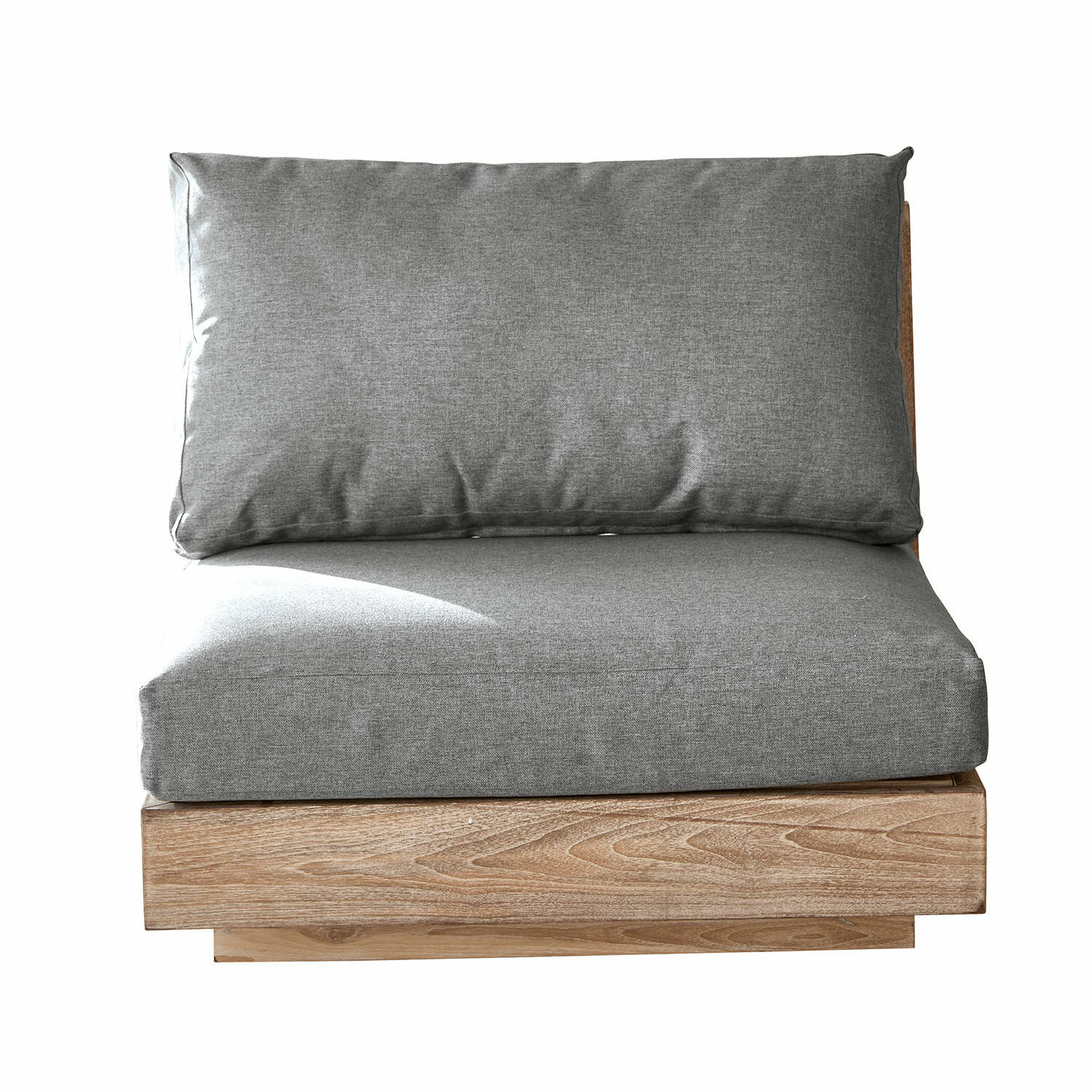 grijs/bruin Grijs sofa-element met kussen op natuurlijke houten basis voor moderne woonkamer