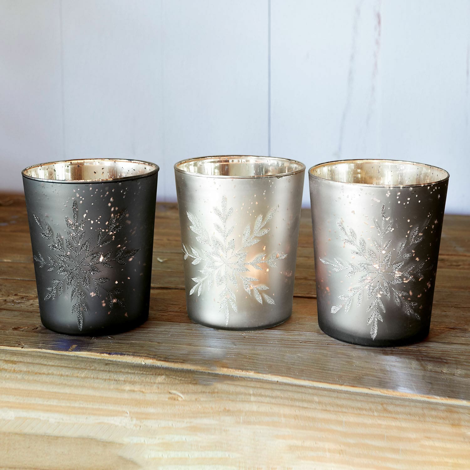 Windlicht set van 3 Snowflakes