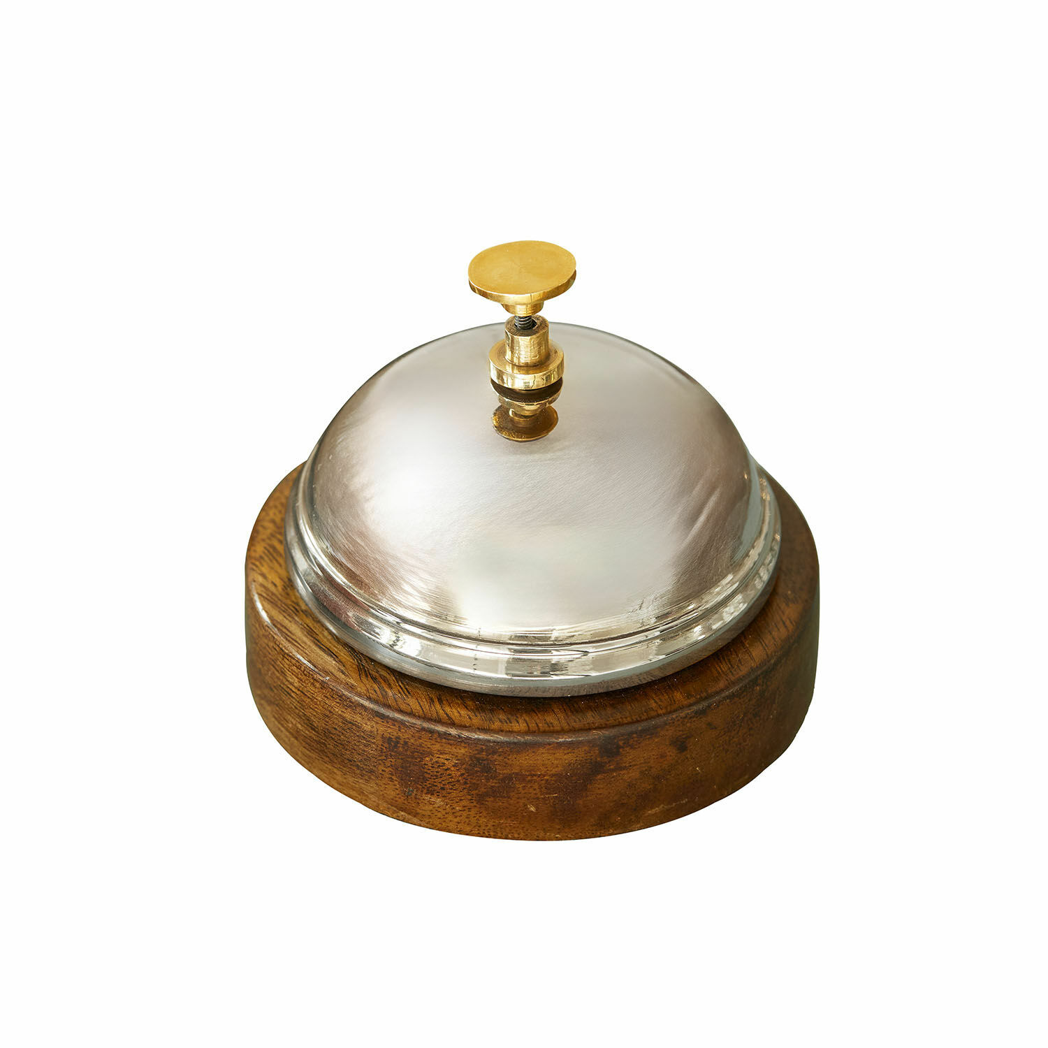 Receptiebel met metalen kap en houten voet, klassieke stijl voor kantoor of balie