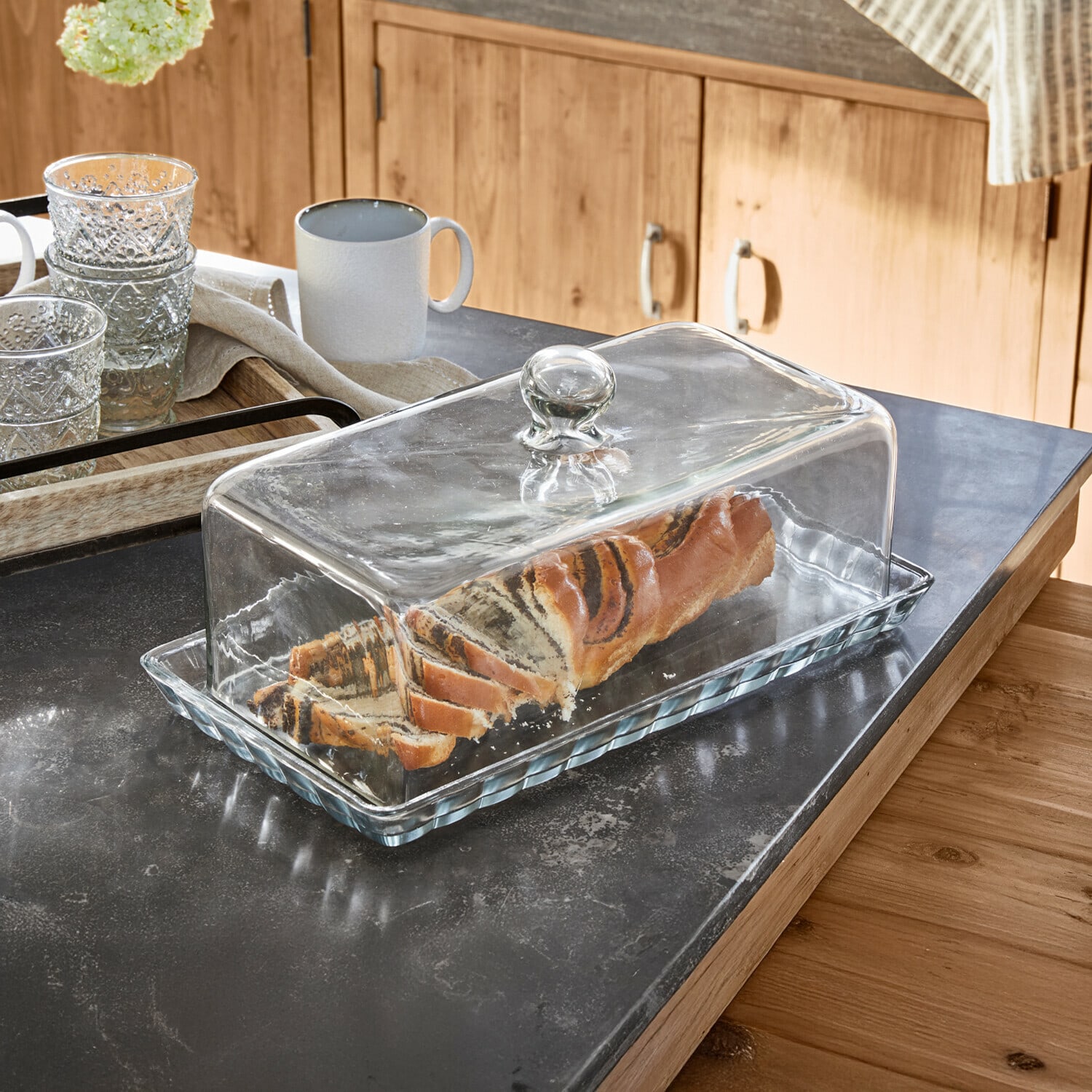 Glazen stolp met plateau Nelia